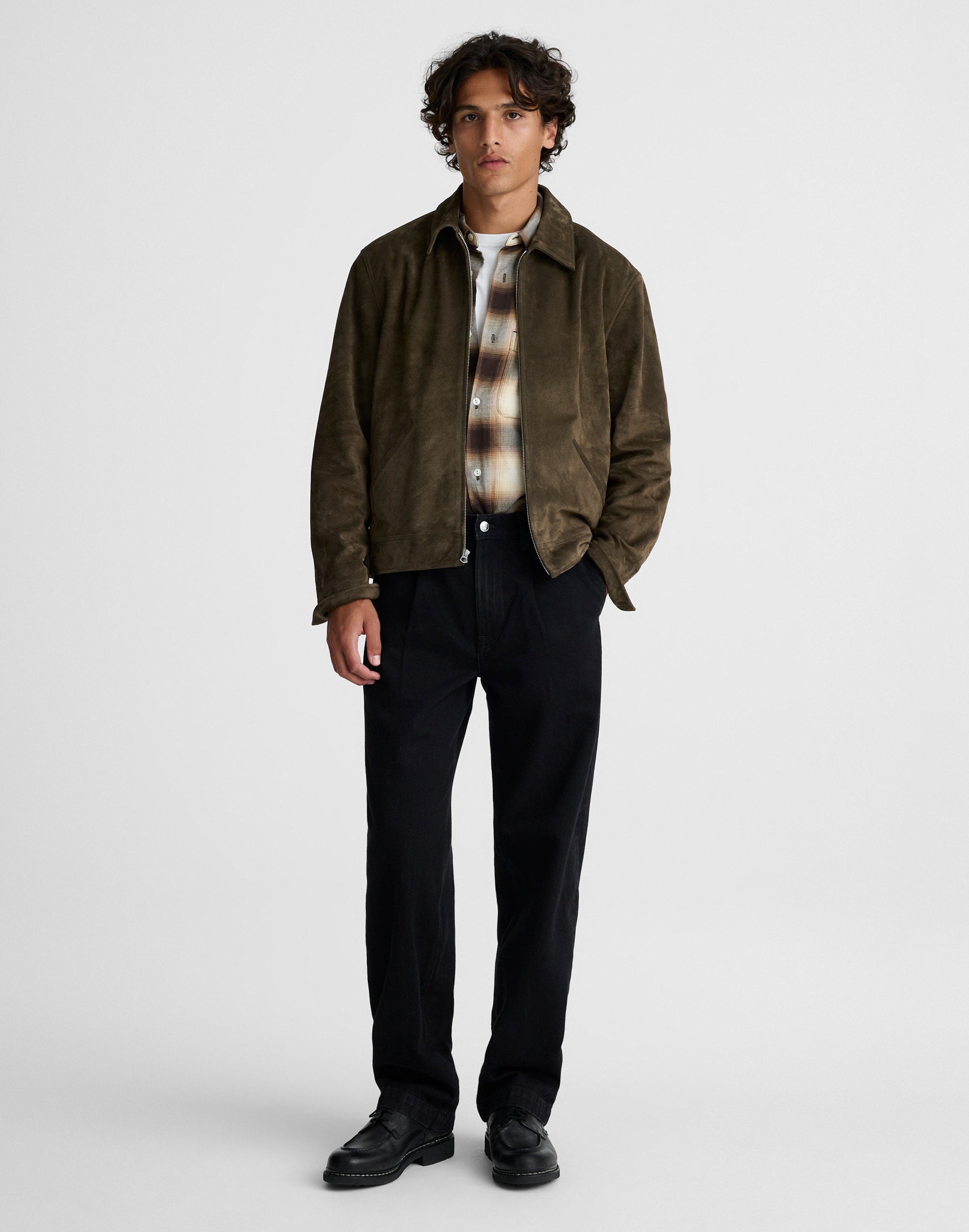 Zip-Front Jacket Suede