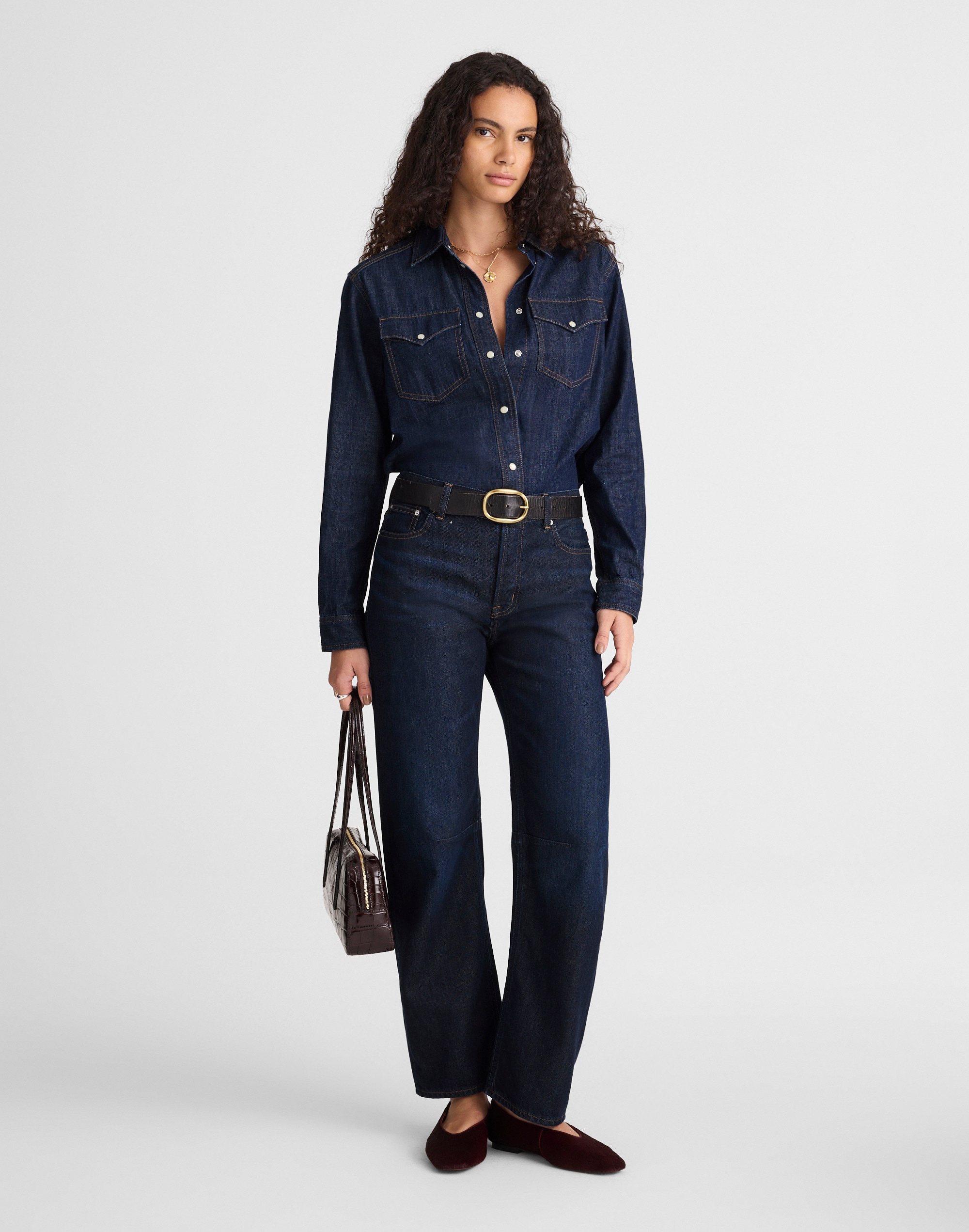 the darted barrel-leg jean in softdrape