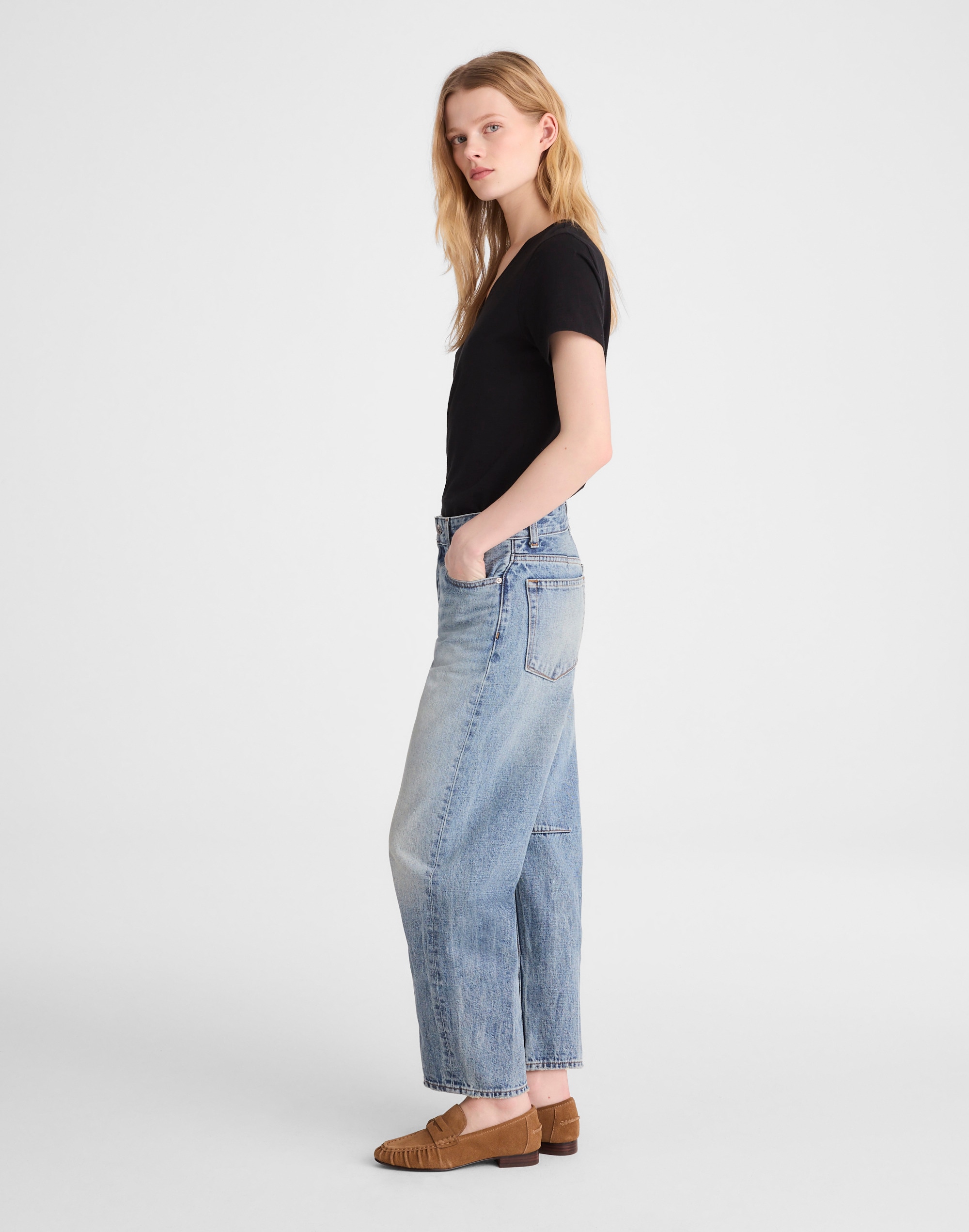 The Darted Barrel-Leg Jean in Japanese Denim