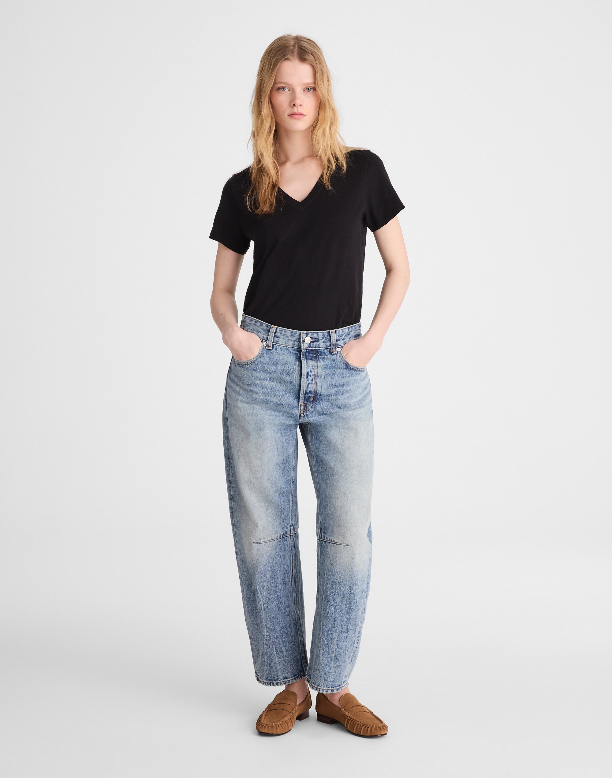 the darted barrel-leg jean in japanese denim
