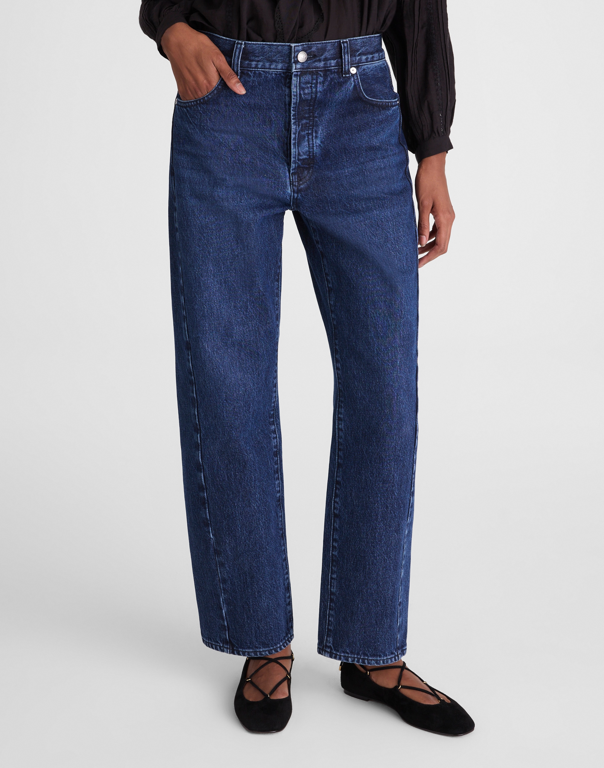 Tall Pieced Barrel-Leg Jeans