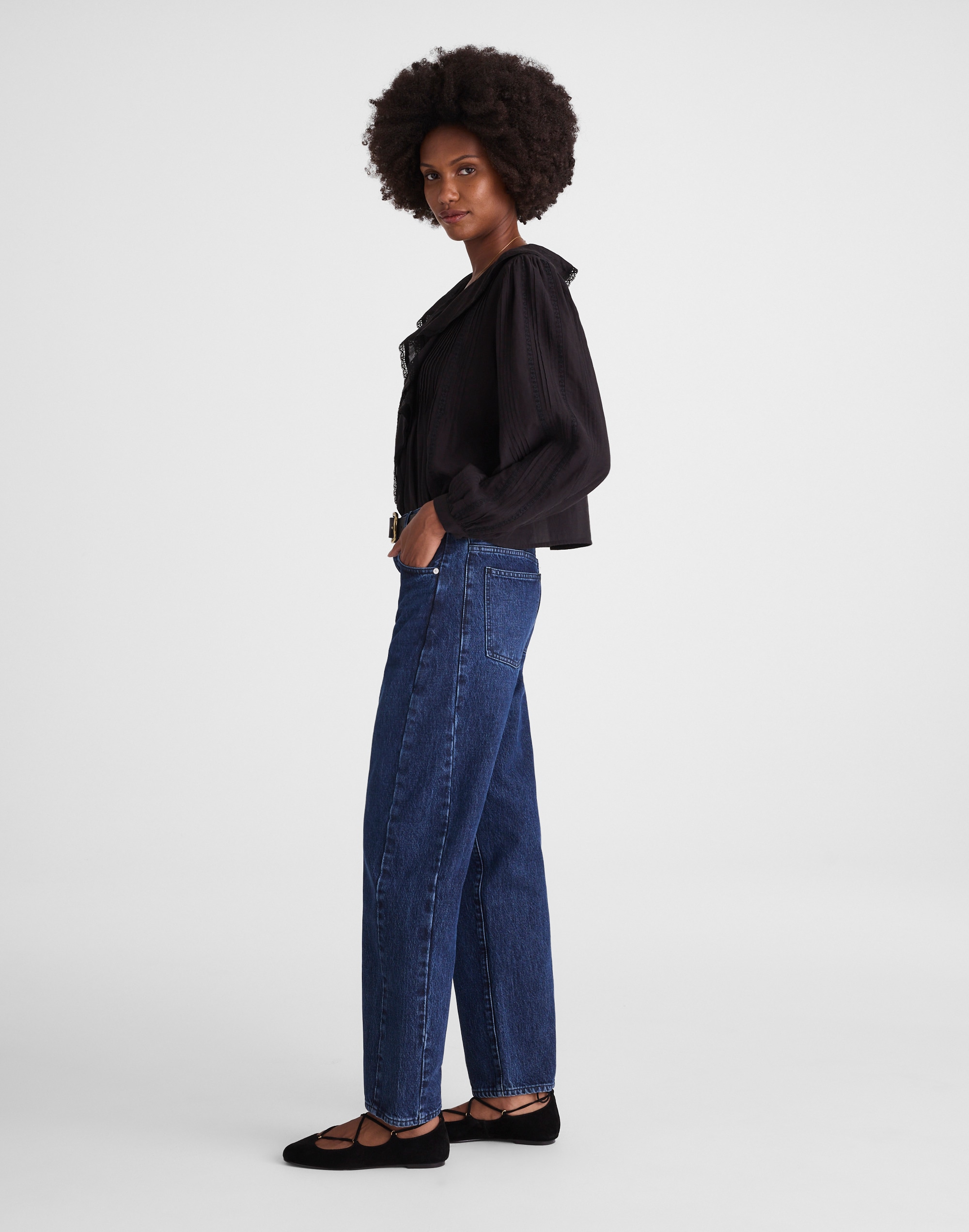 Tall Pieced Barrel-Leg Jeans