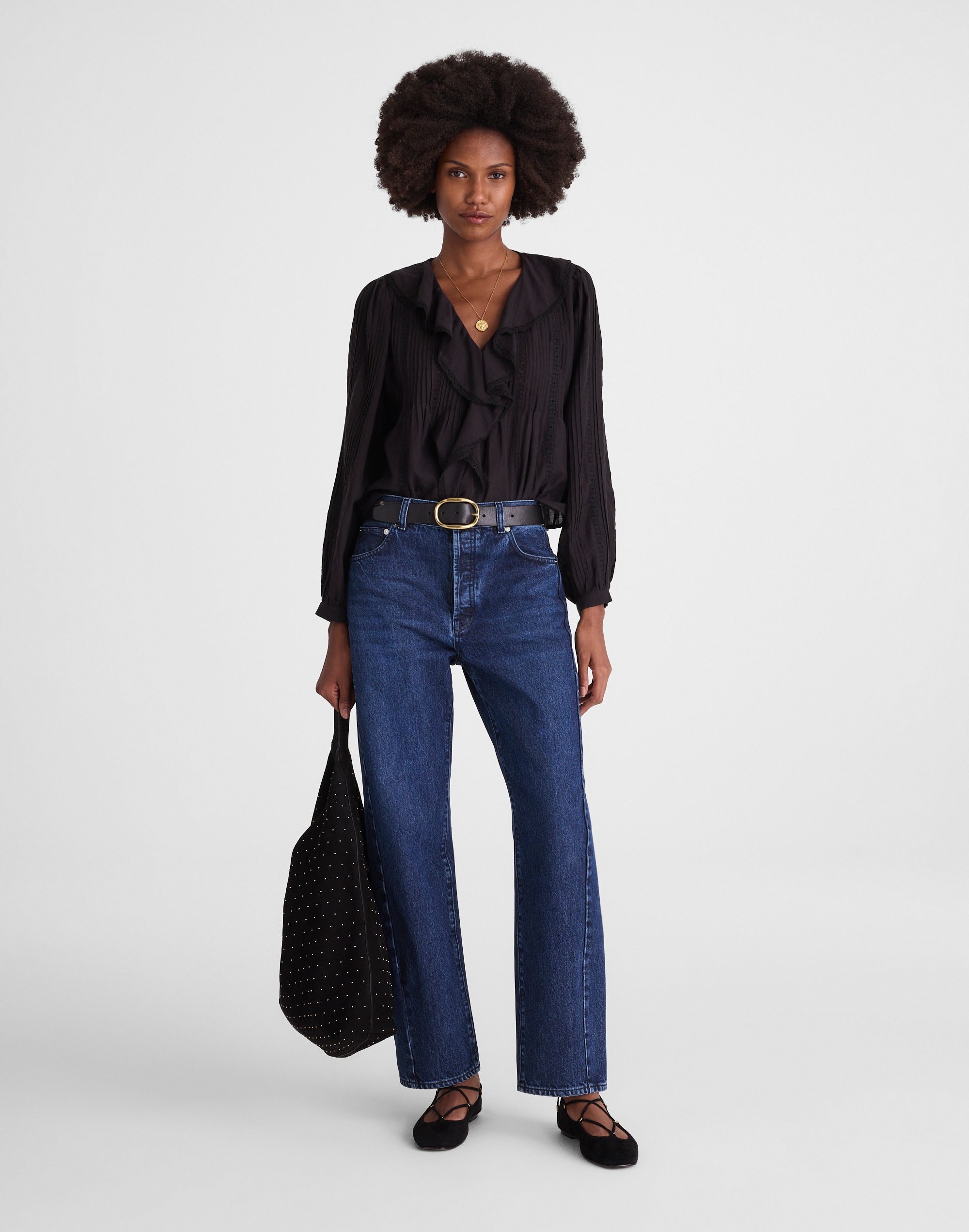 Pieced Barrel-Leg Jeans