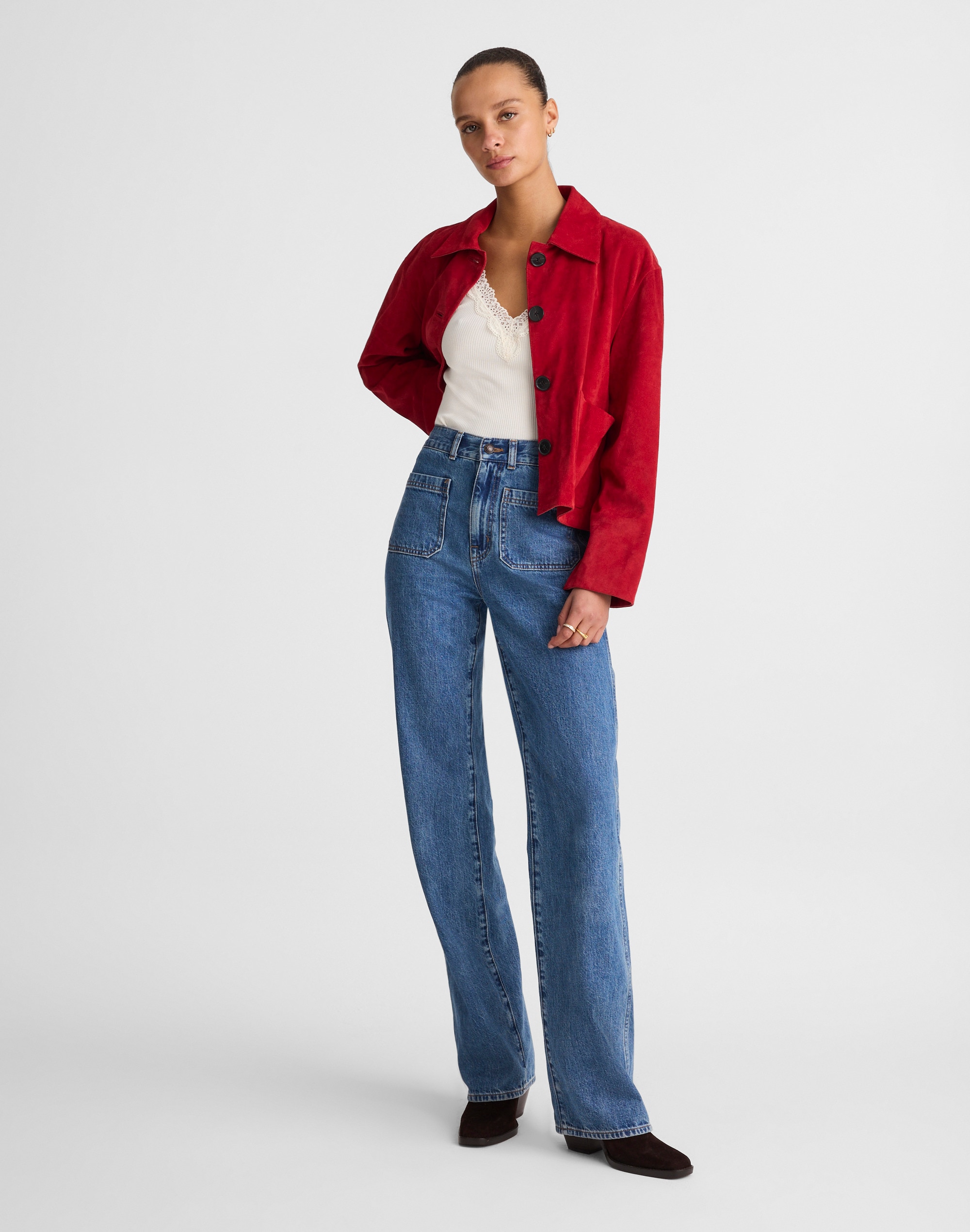 Madewell The Cleo Straight Jean In Red