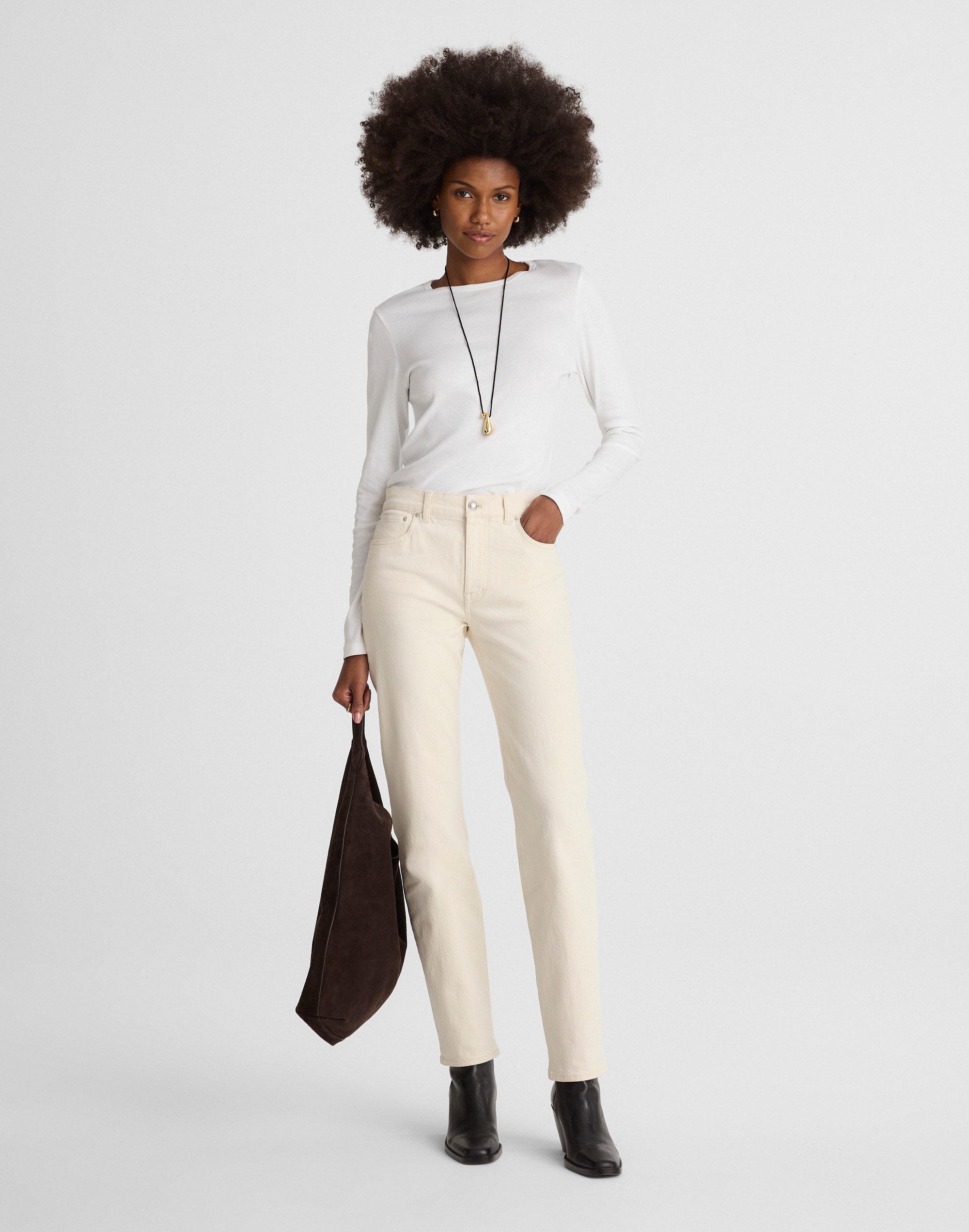 Madewell The Jules Slim-straight Jean In Brown