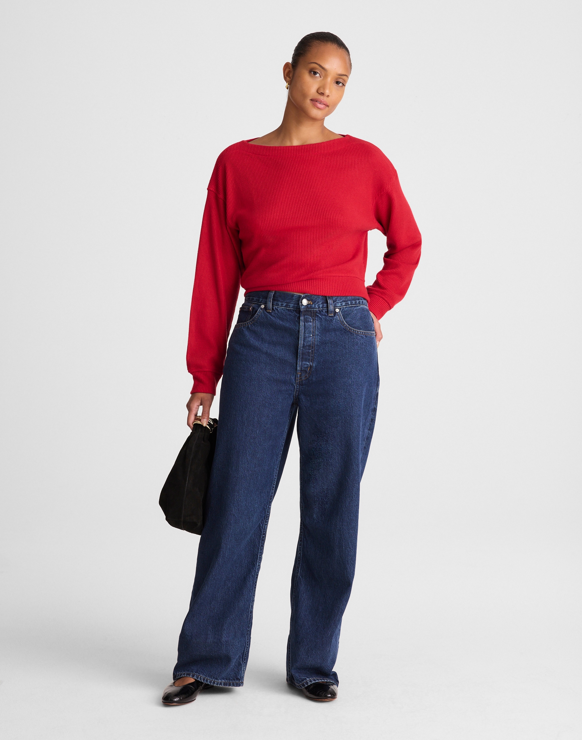 curvy low-slung baggy jeans in mckinney wash