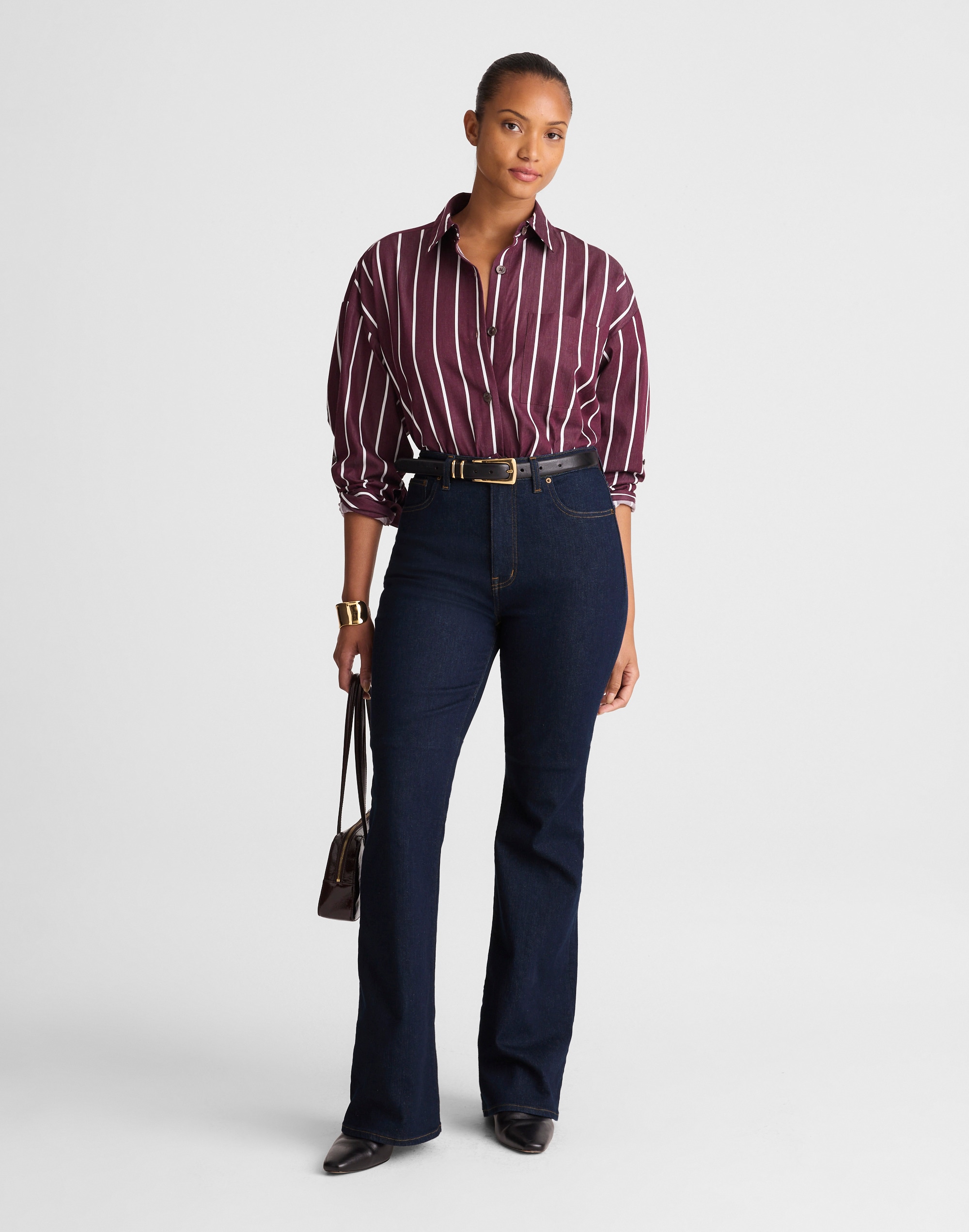 the curvy stretch flare jean in rinse wash