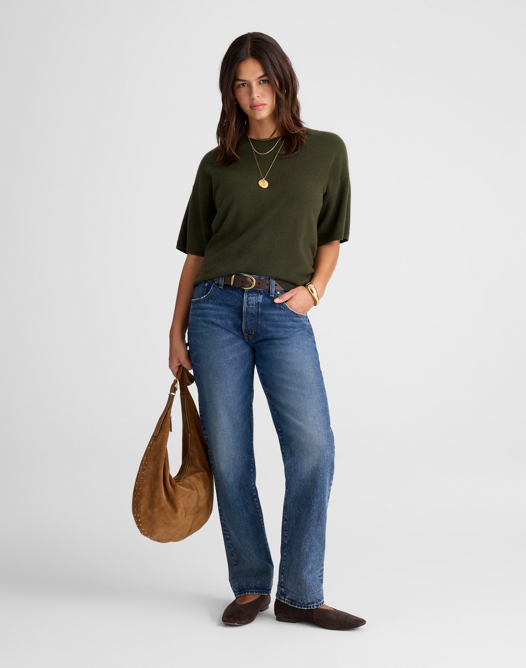 Short-Sleeve Sweater Tee 100% Cashmere | Madewell