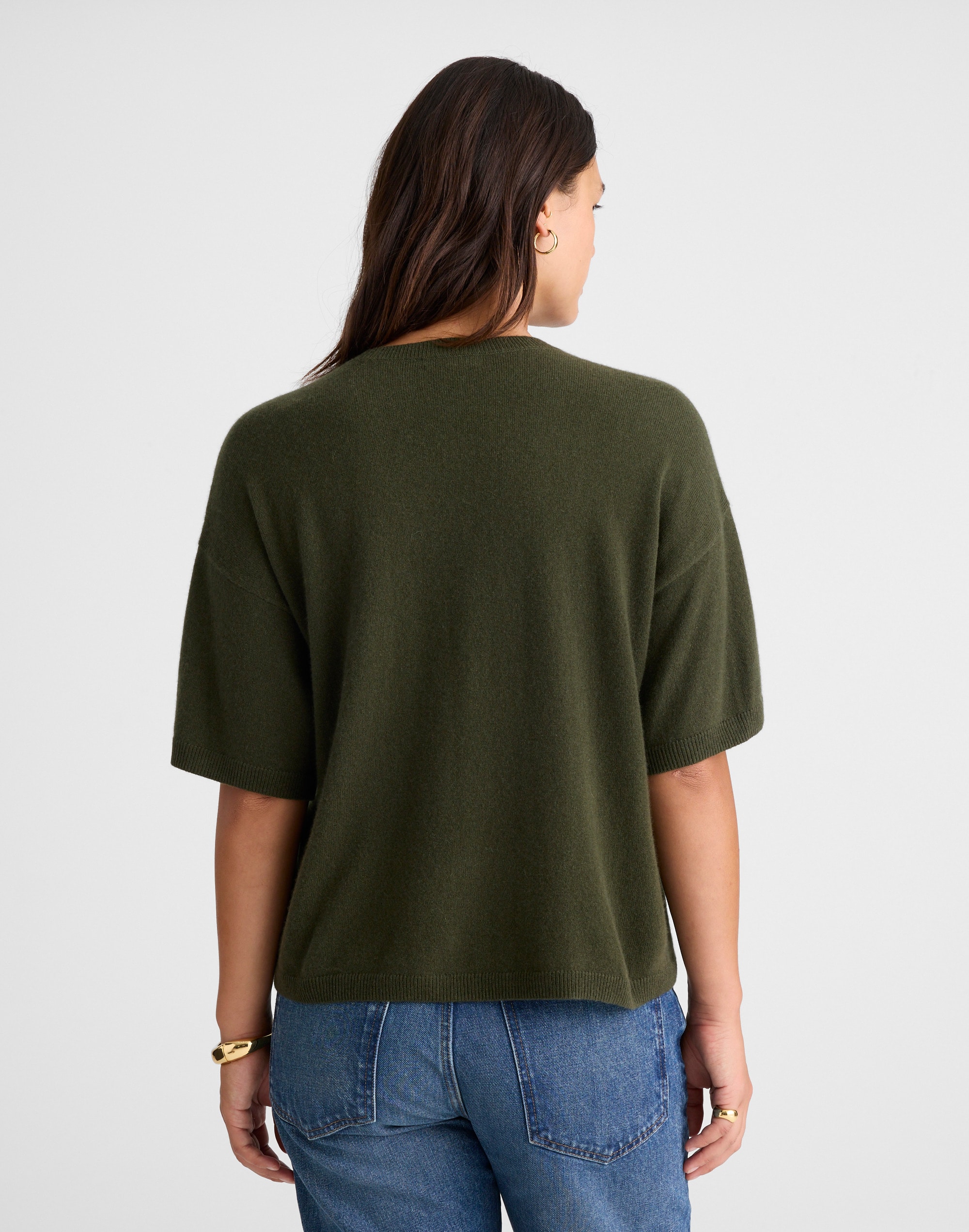 Short-Sleeve Sweater Tee in 100% Cashmere