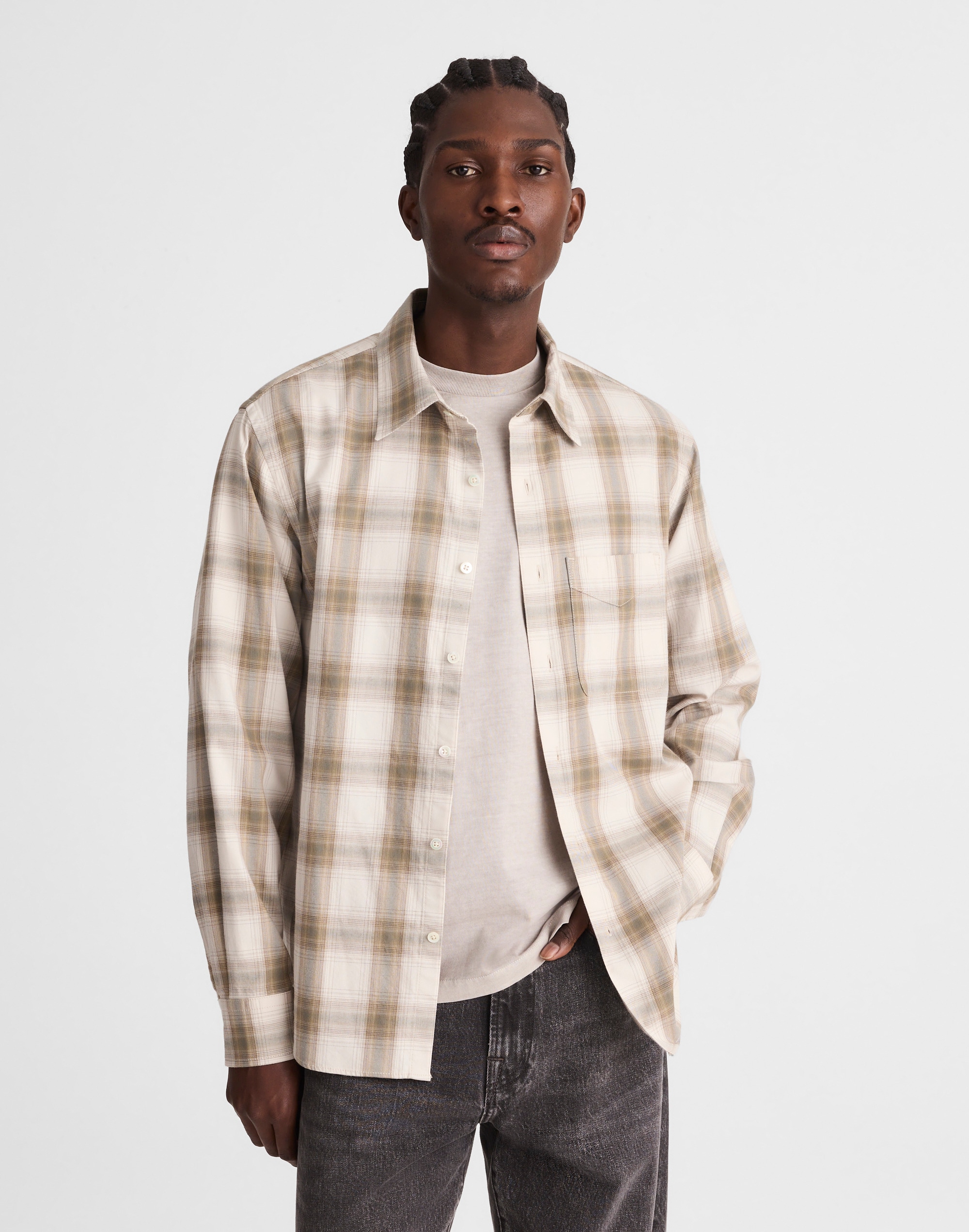 Madewell Single Pocket Button-up Shirt In Neutral