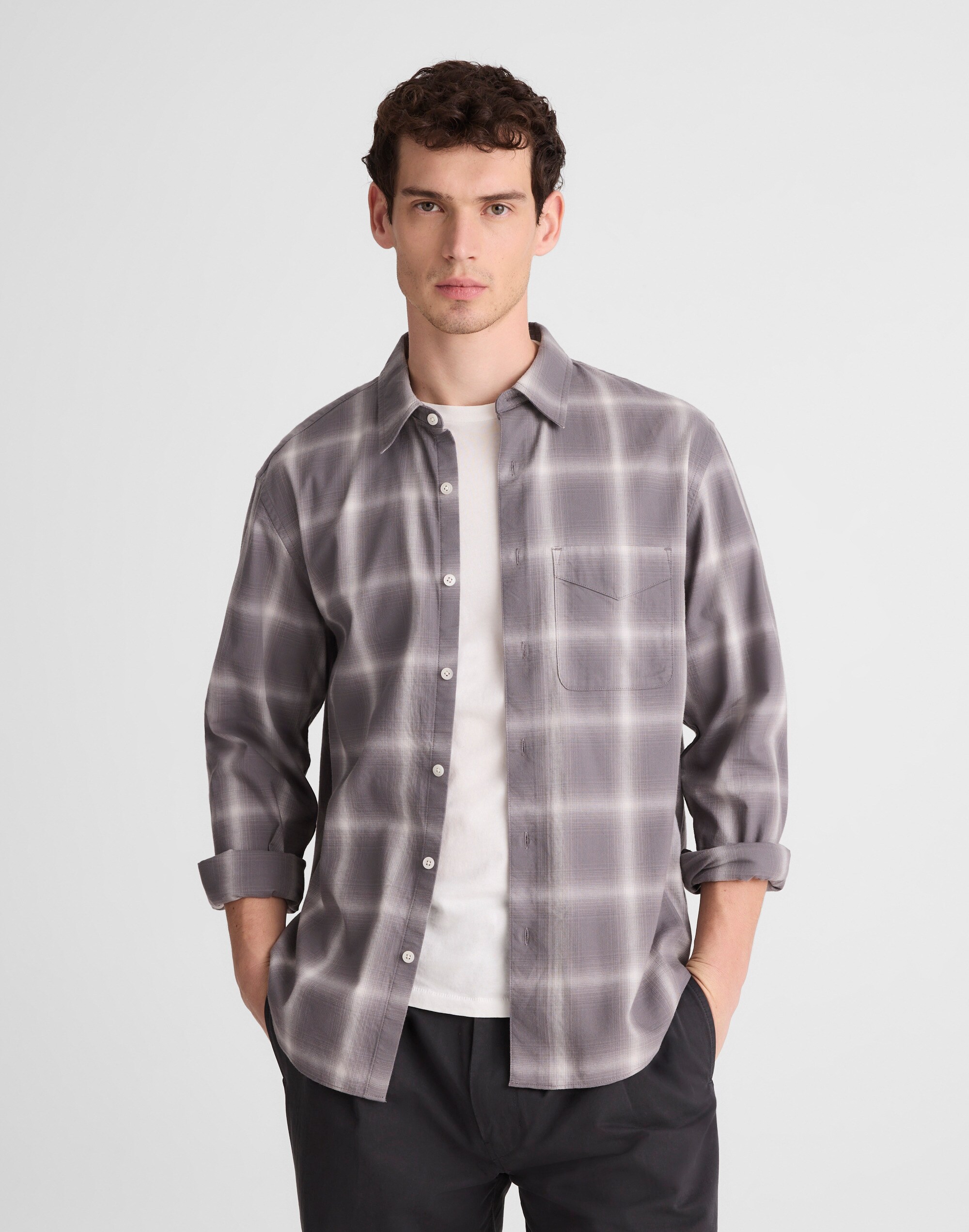 Button-Up Shirt in Cotton Blend