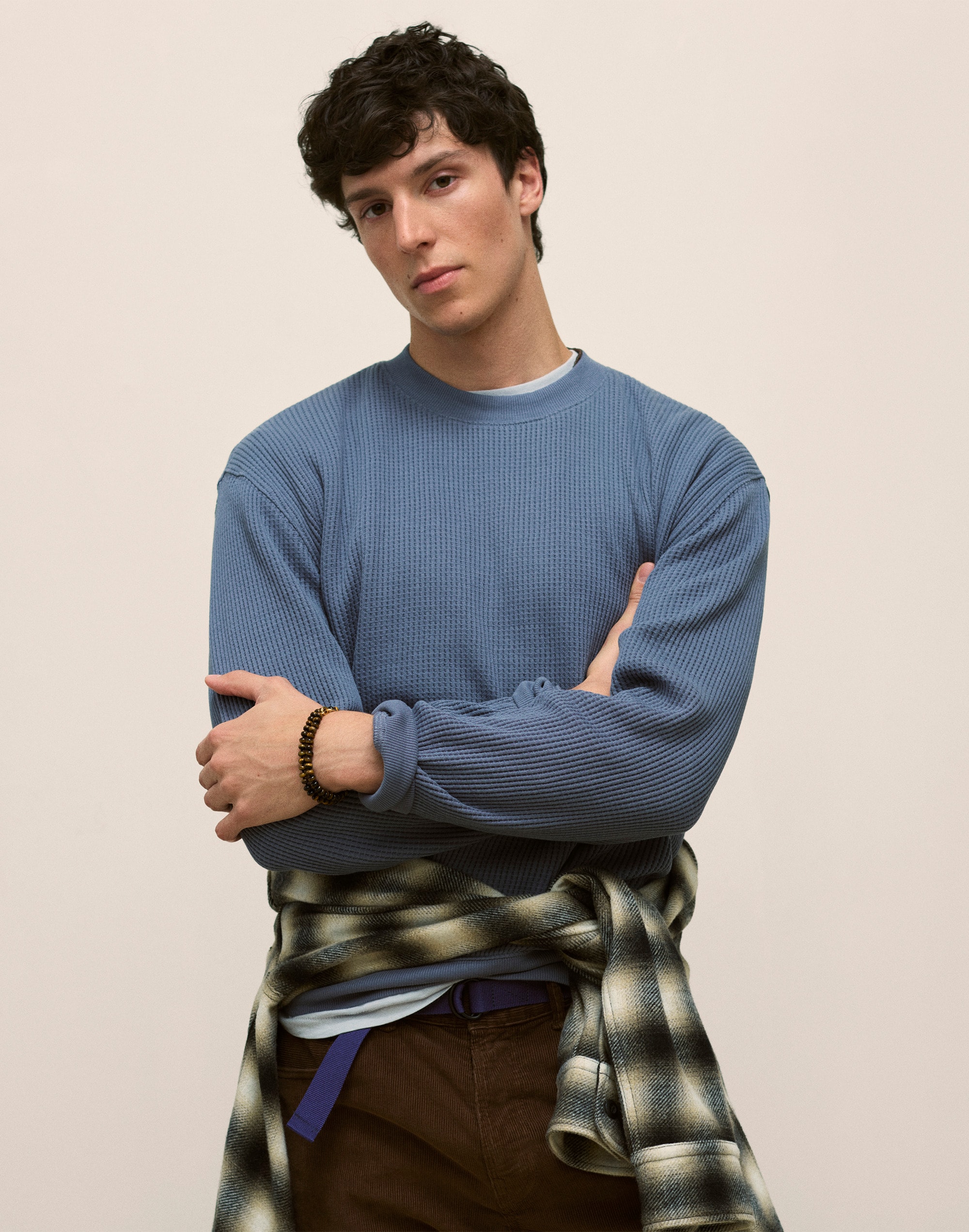 Waffle-Knit Sweatshirt