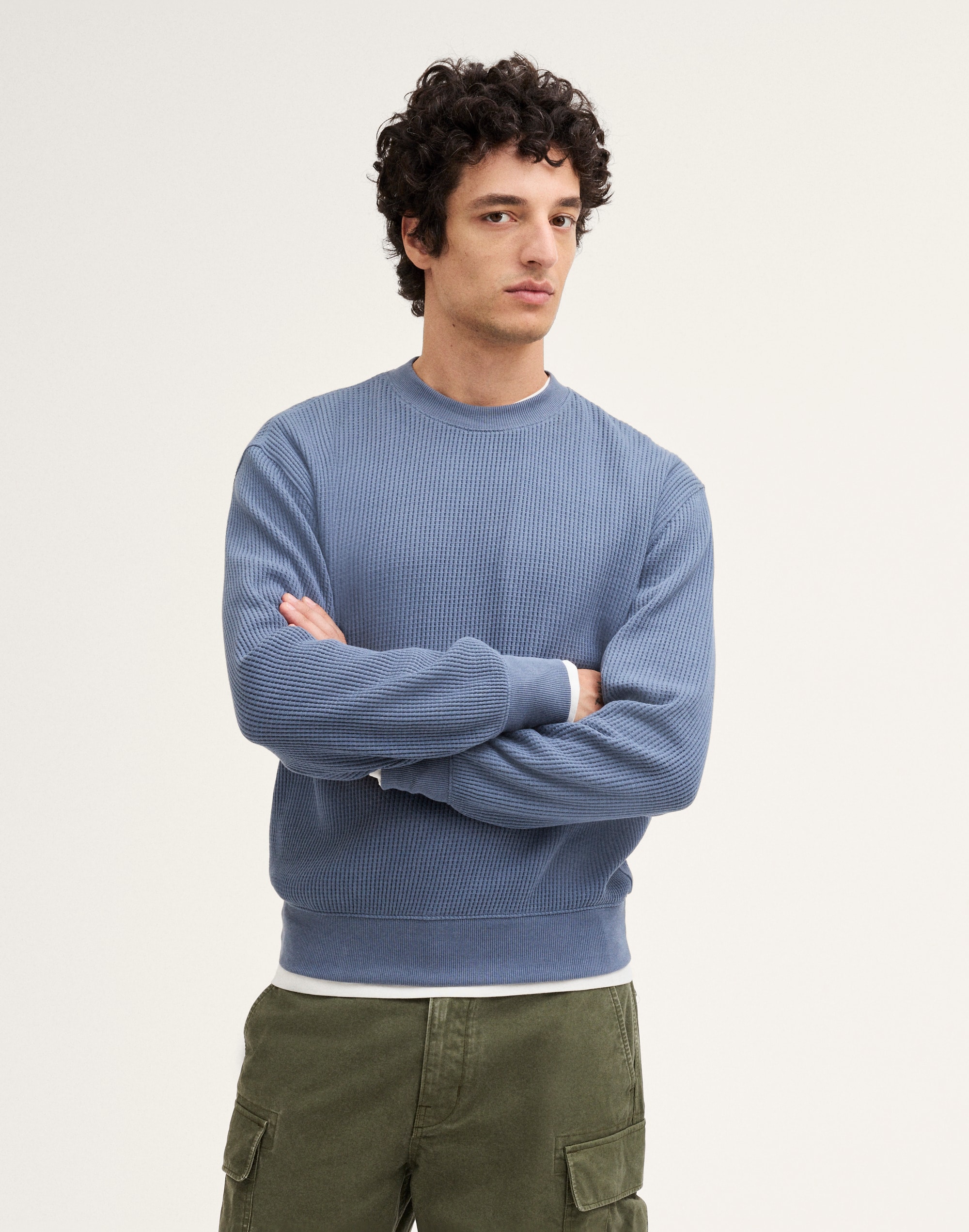 Waffle-Knit Sweatshirt