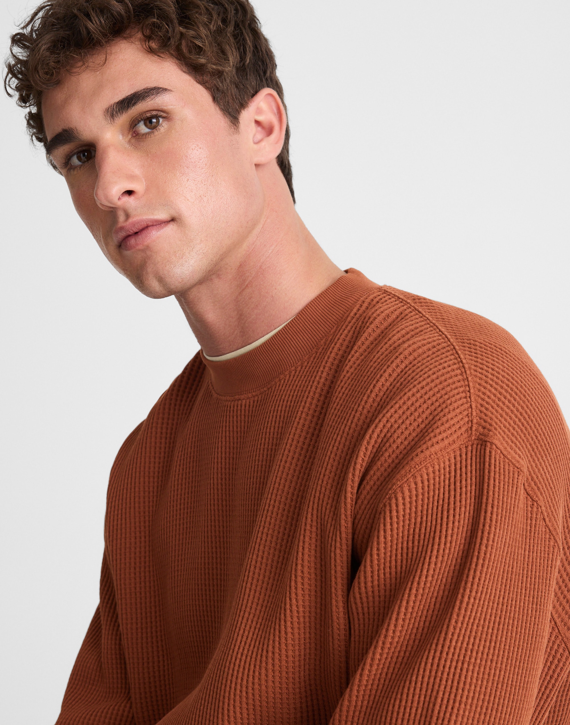 Waffle-Knit Sweatshirt
