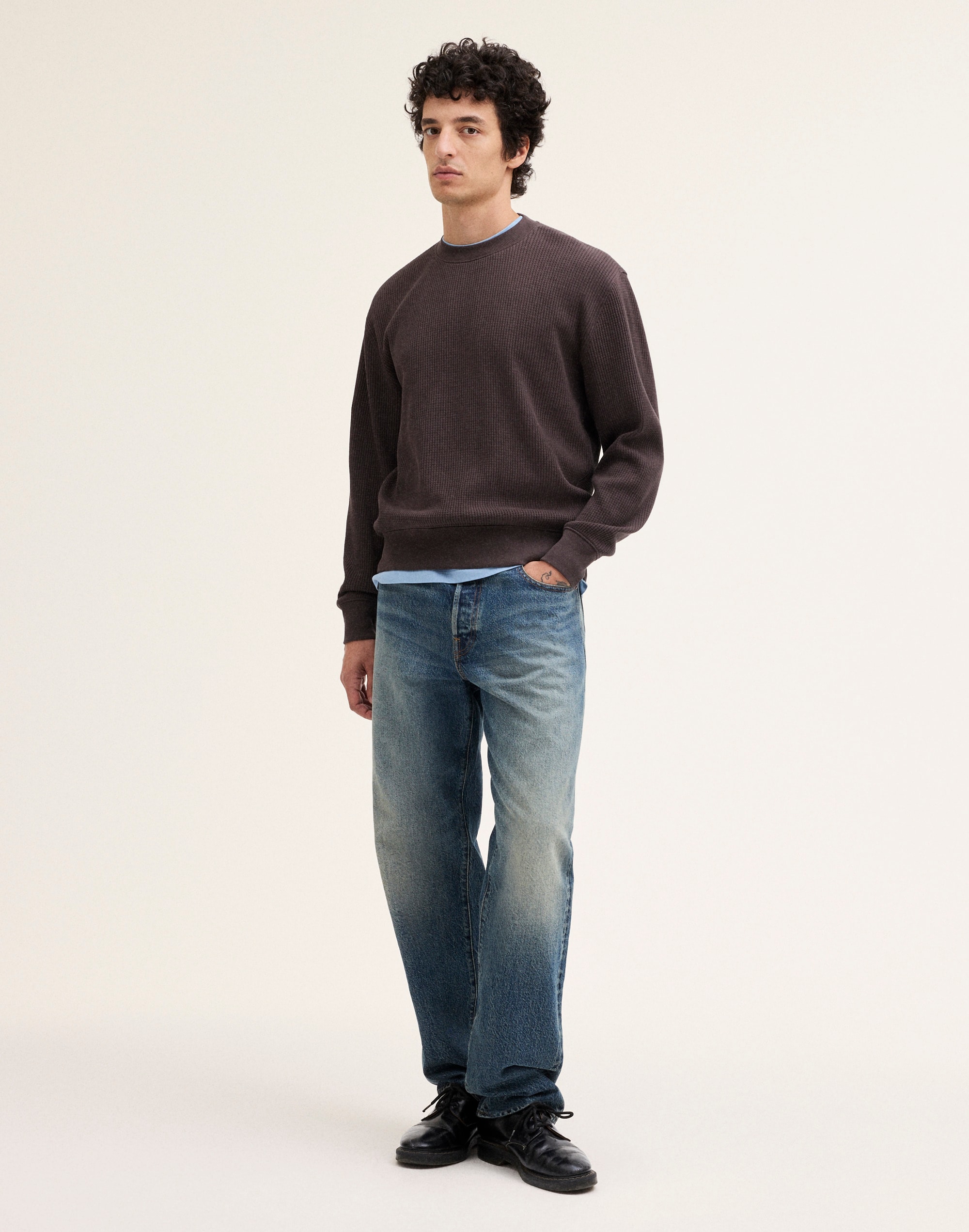 Waffle-Knit Sweatshirt