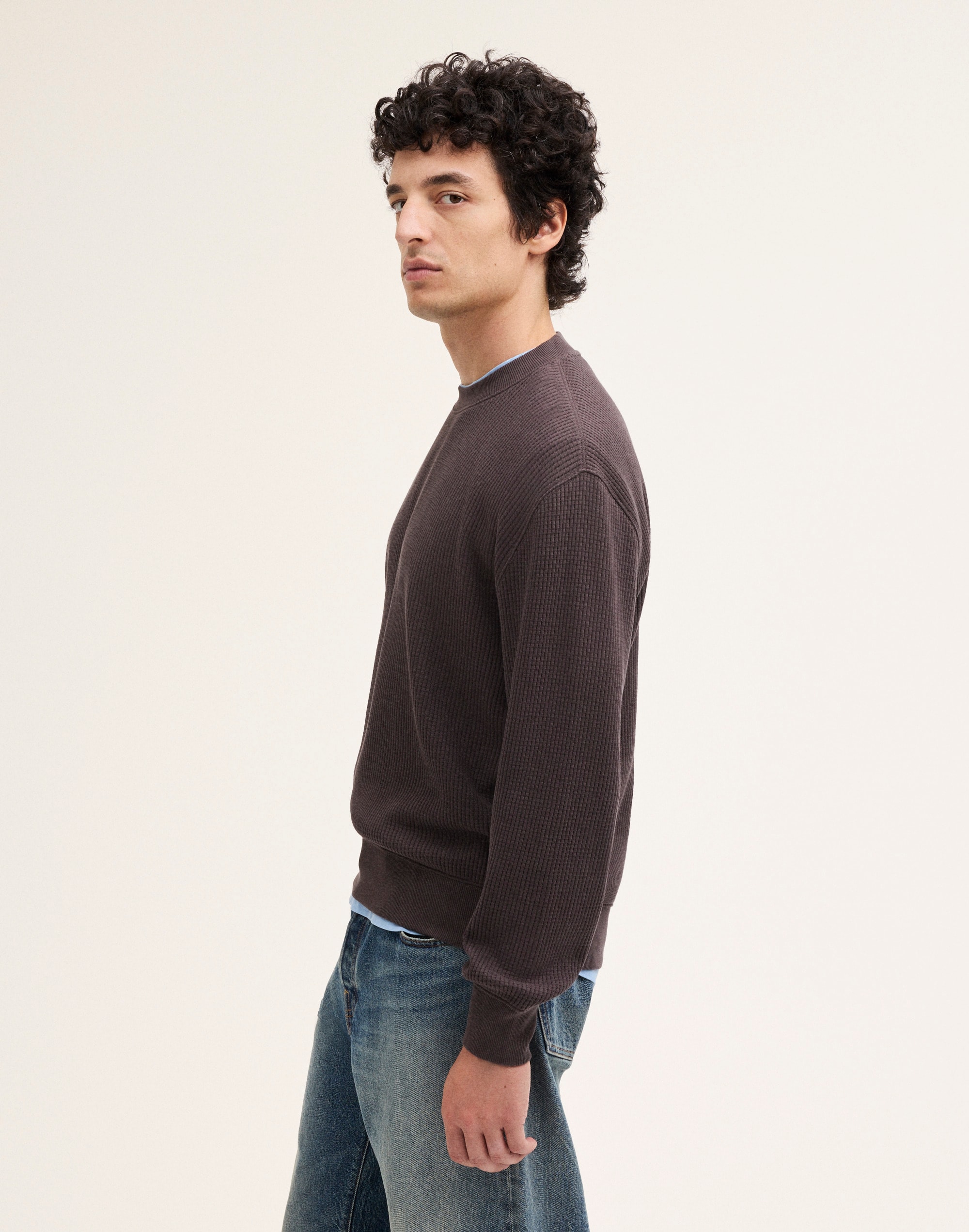 Waffle-Knit Sweatshirt
