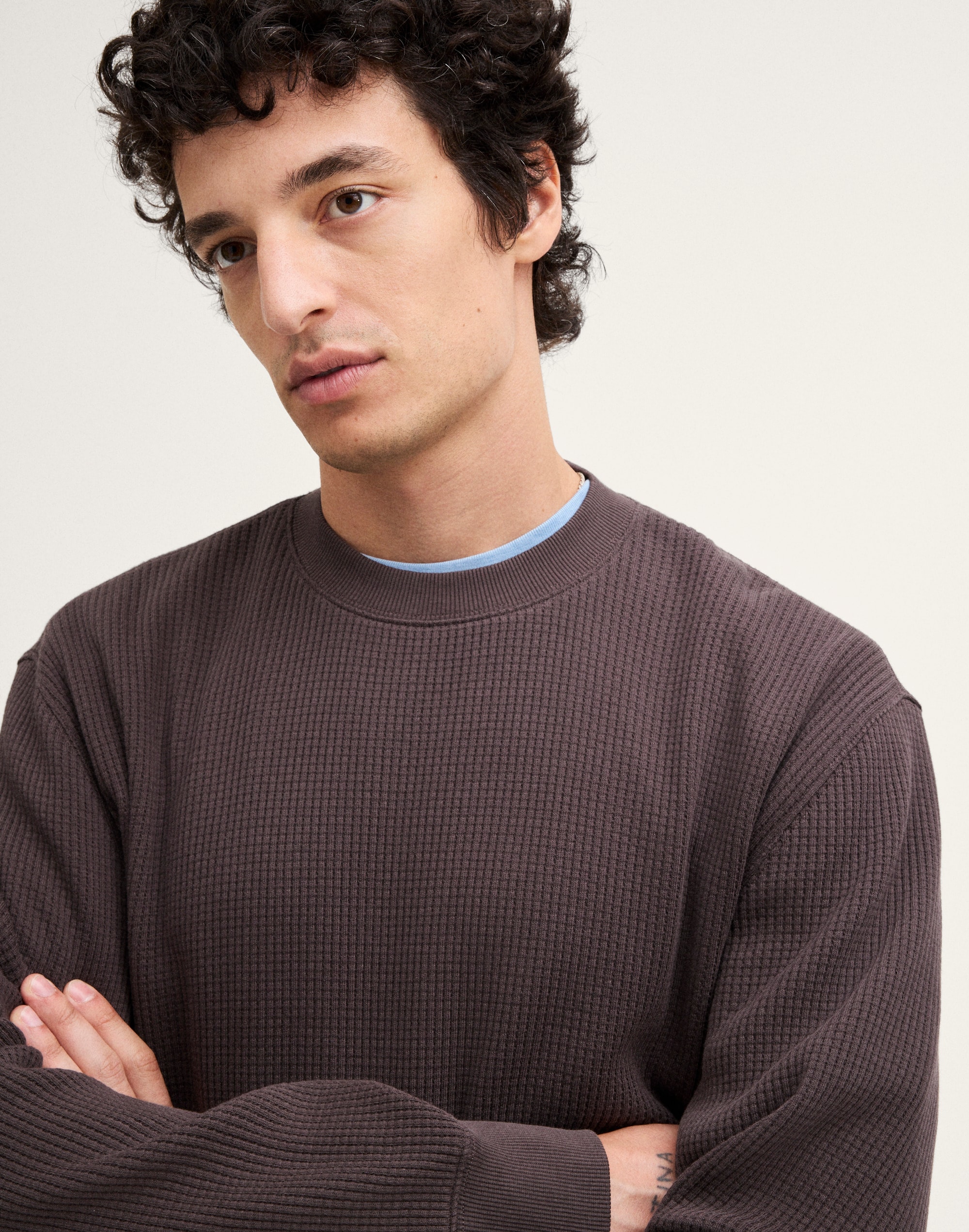 Waffle-Knit Sweatshirt