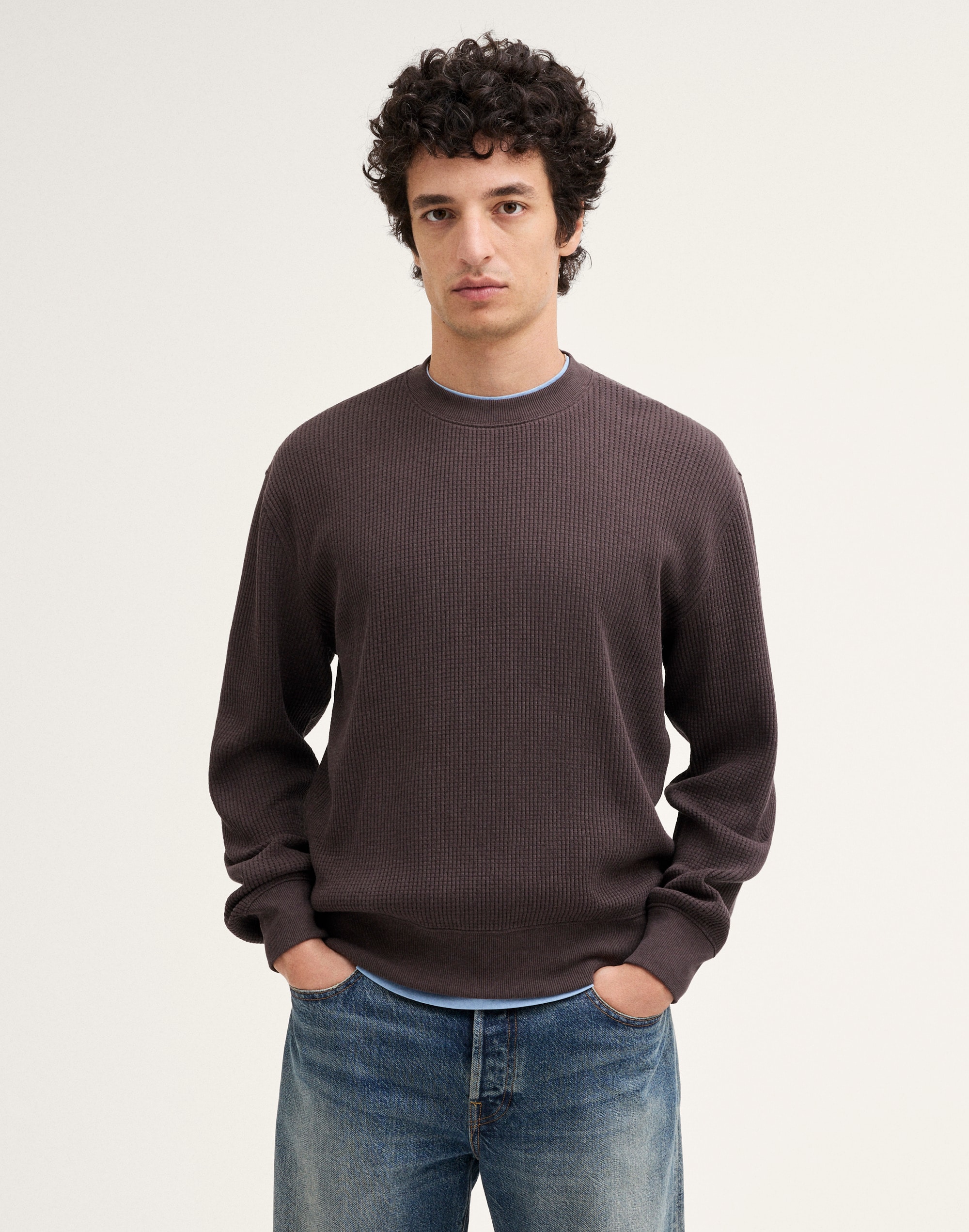 Waffle-Knit Sweatshirt