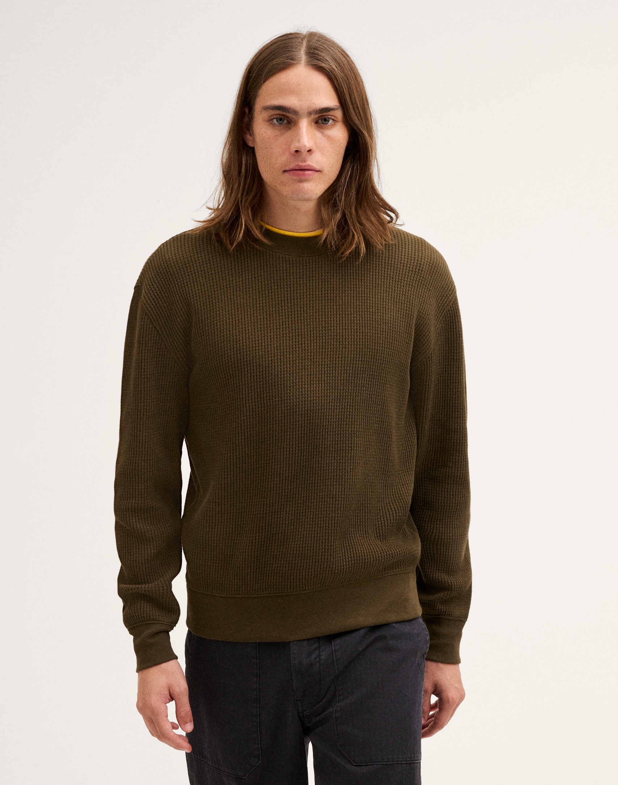 Waffle-Knit Sweatshirt