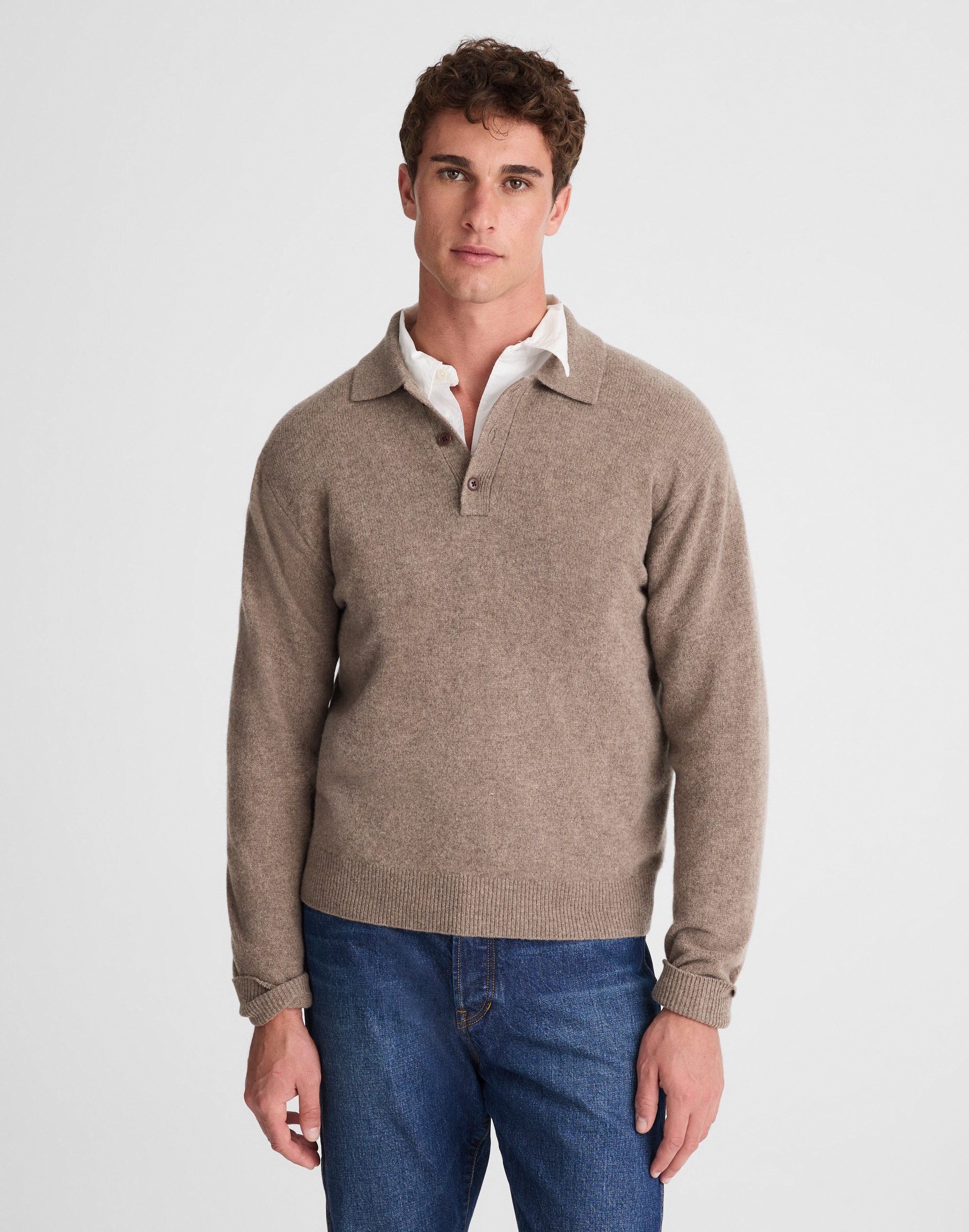 Sweater Polo in Heritage Merino Wool - Natural