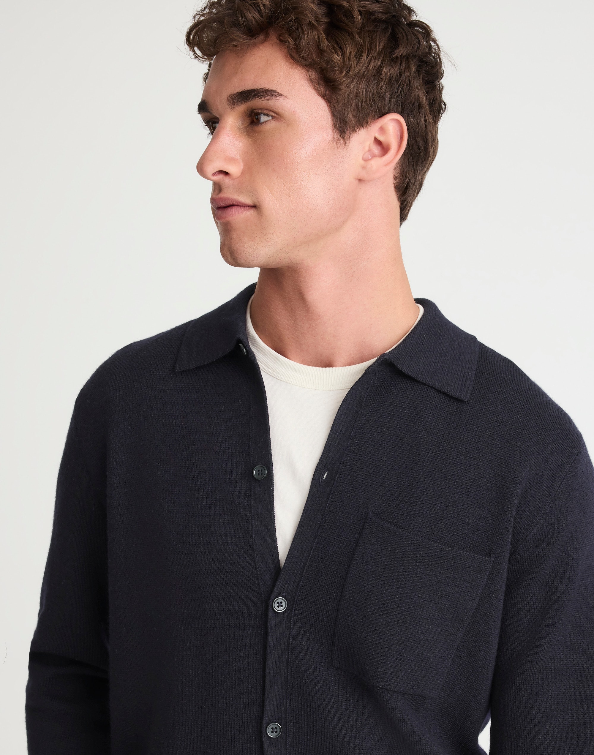 Collared Cardigan Merino Wool