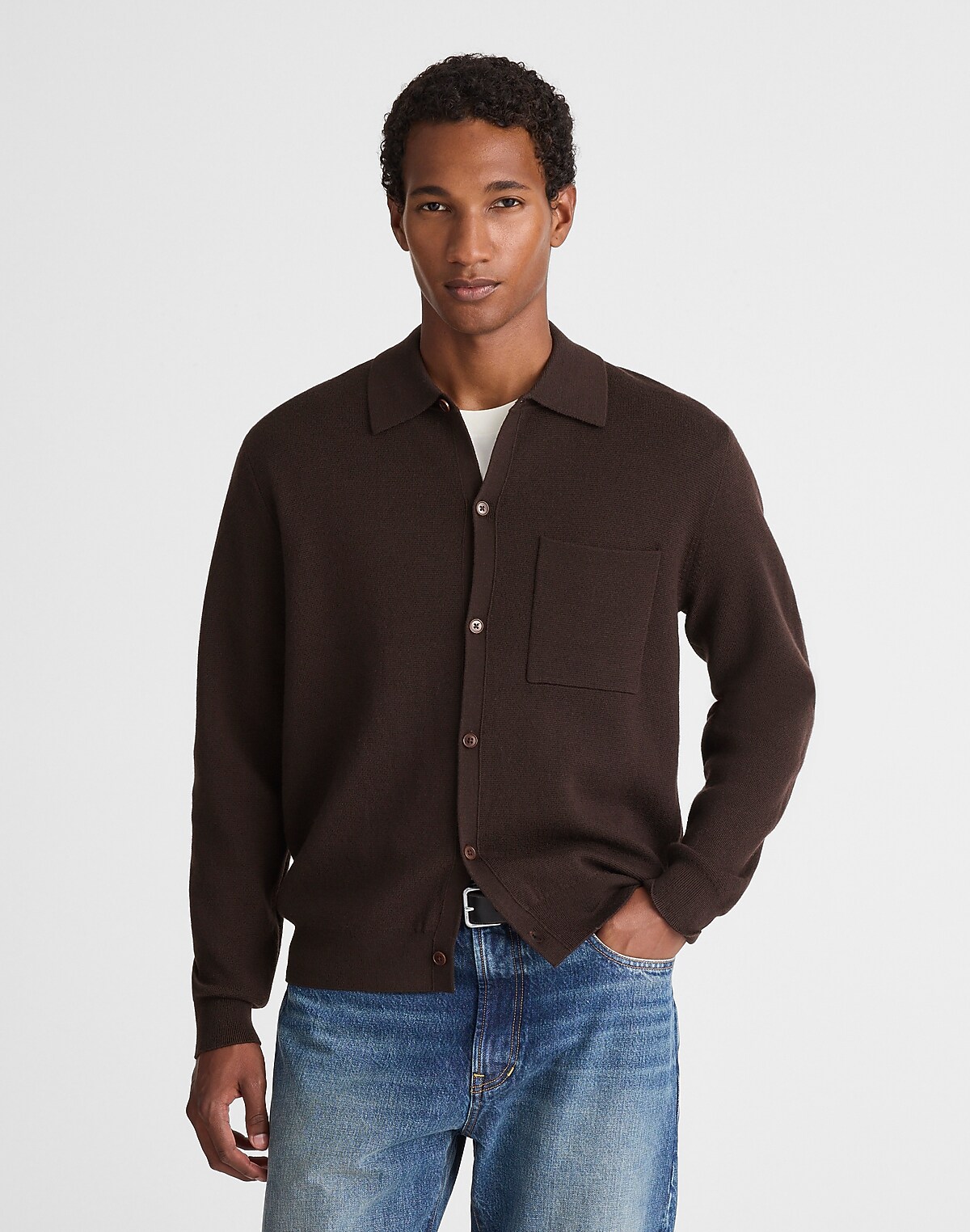 Collared Cardigan in Merino Wool