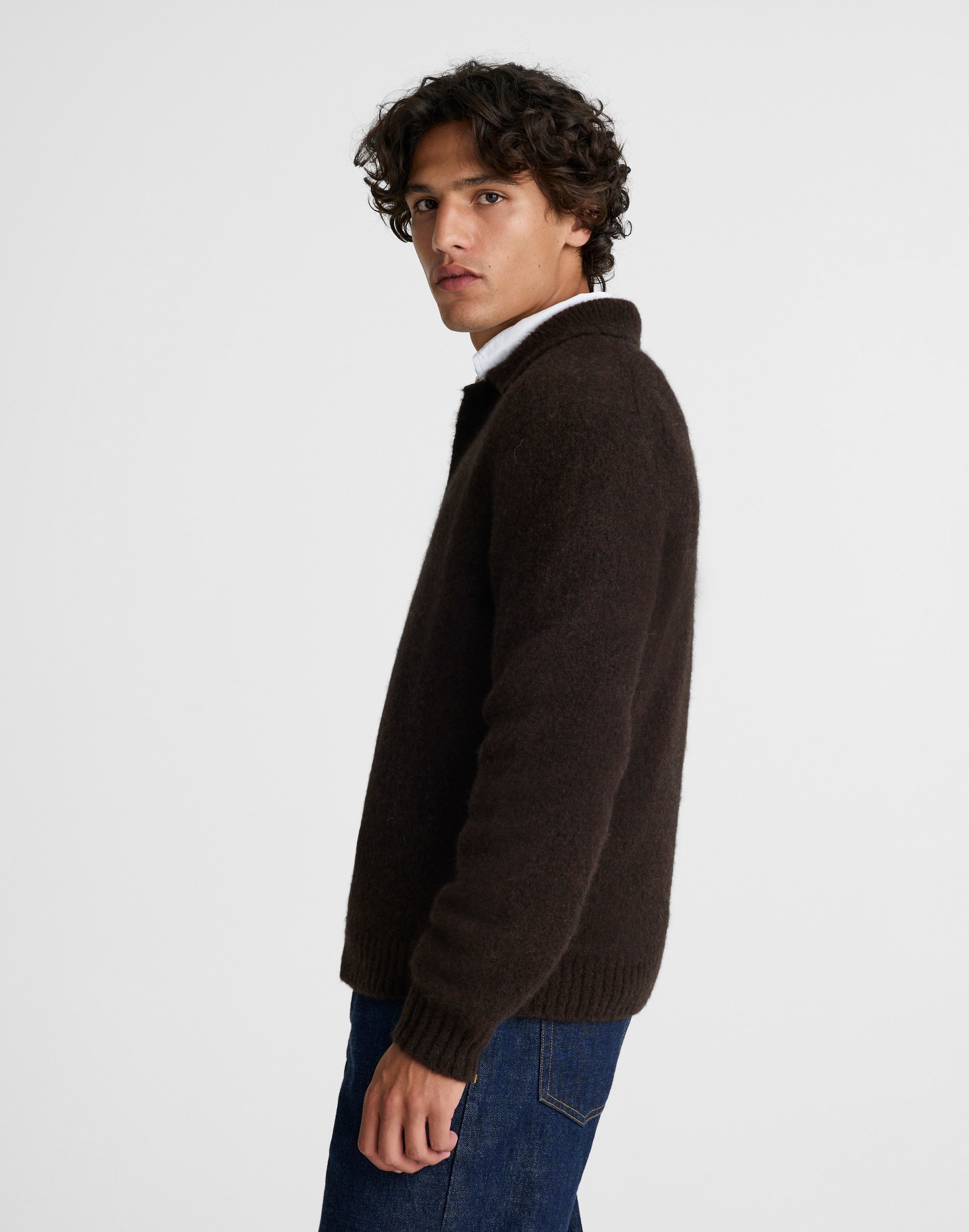 Open-Collar Sweater Polo Yak-Alpaca Blend