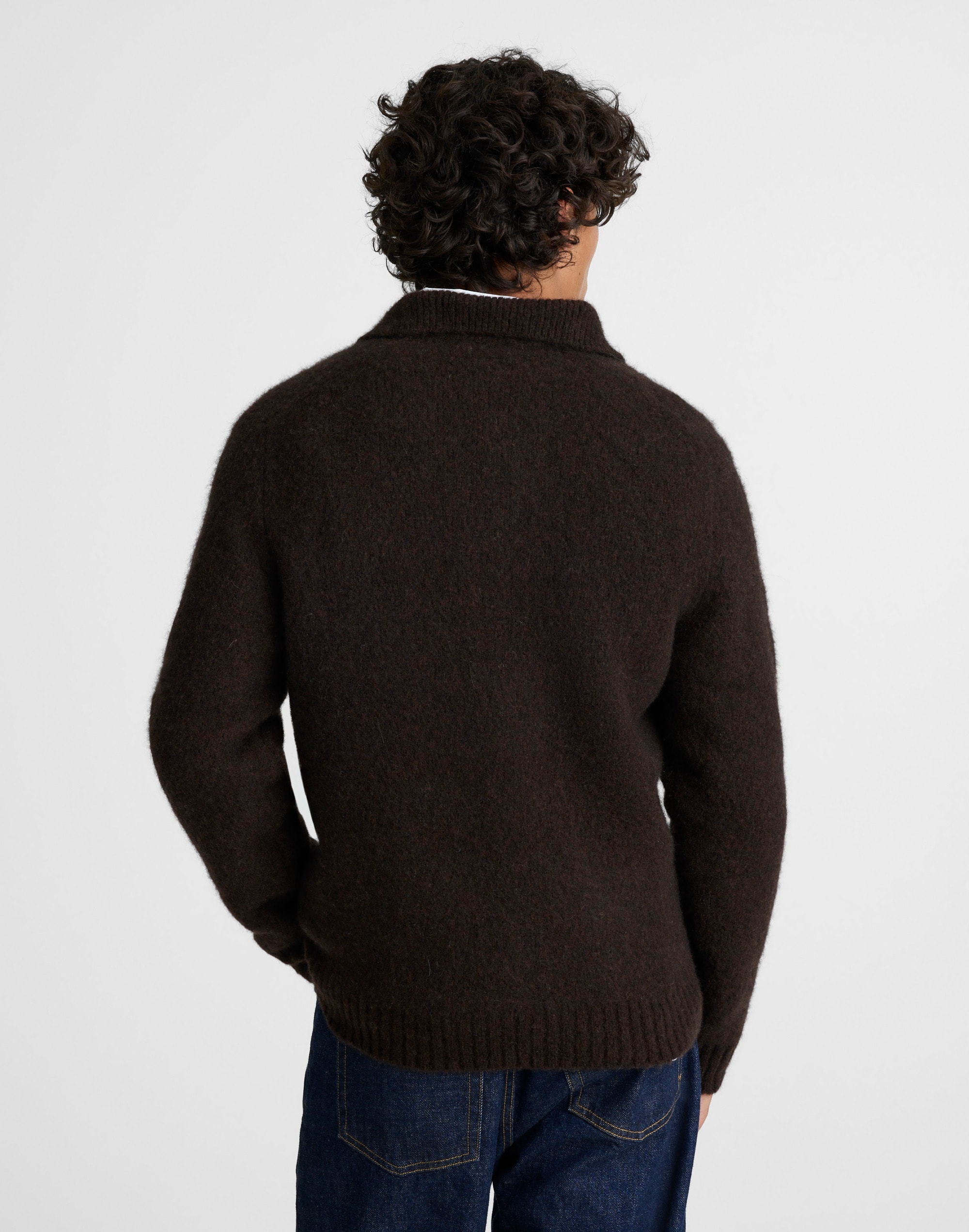Open-Collar Sweater Polo Yak-Alpaca Blend