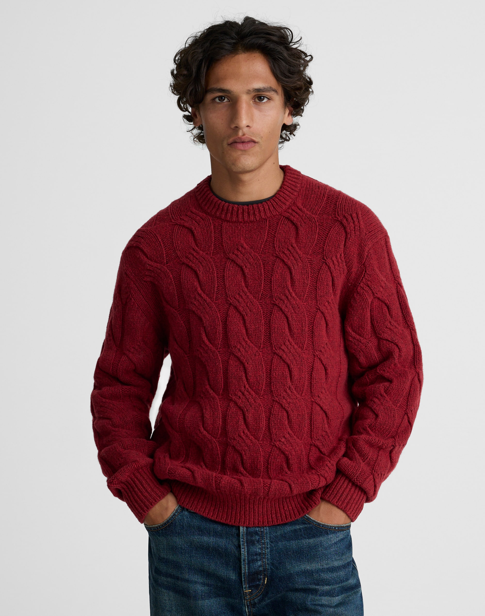 Cable-Knit Crewneck Sweater