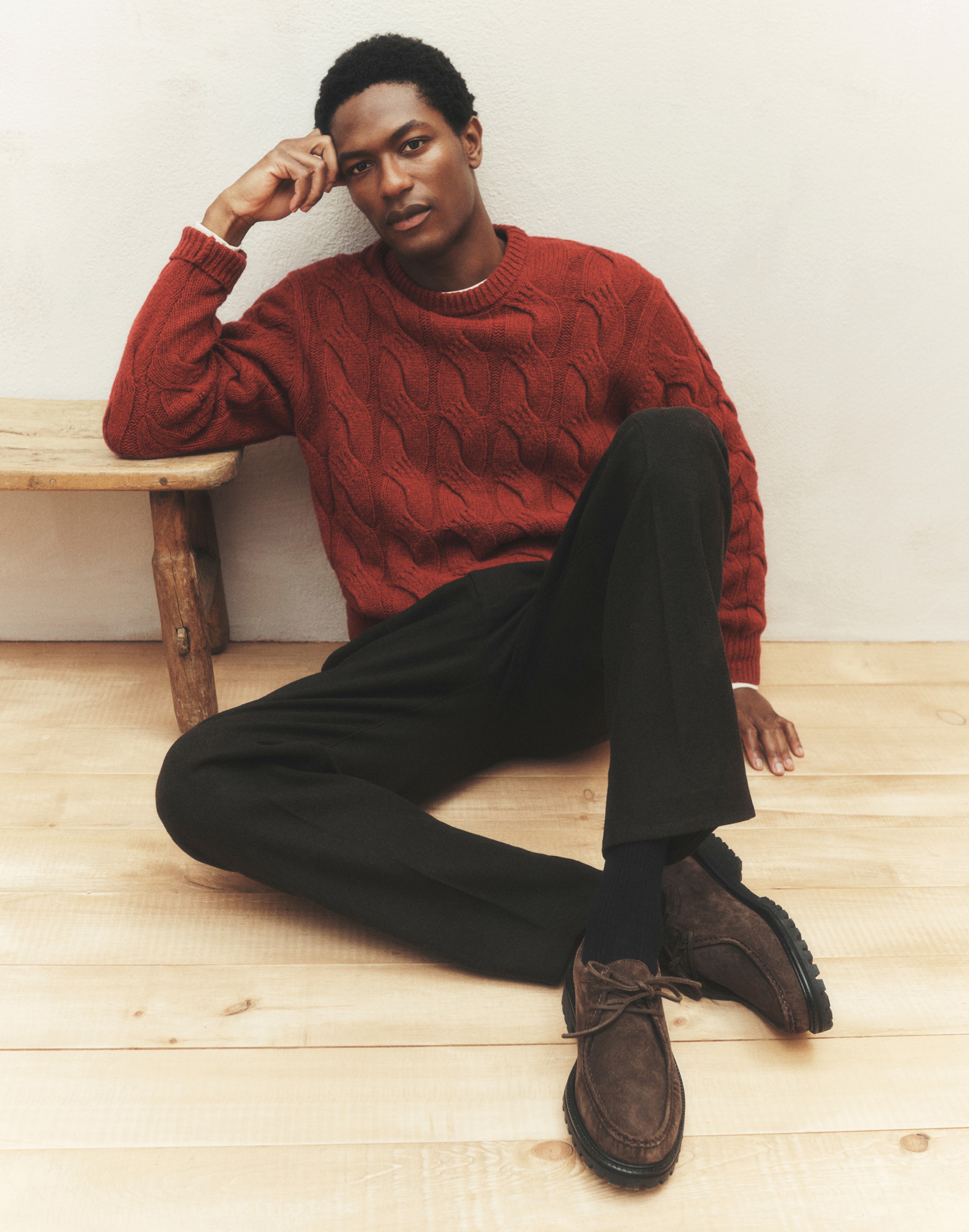 Cable-Knit Crewneck Sweater