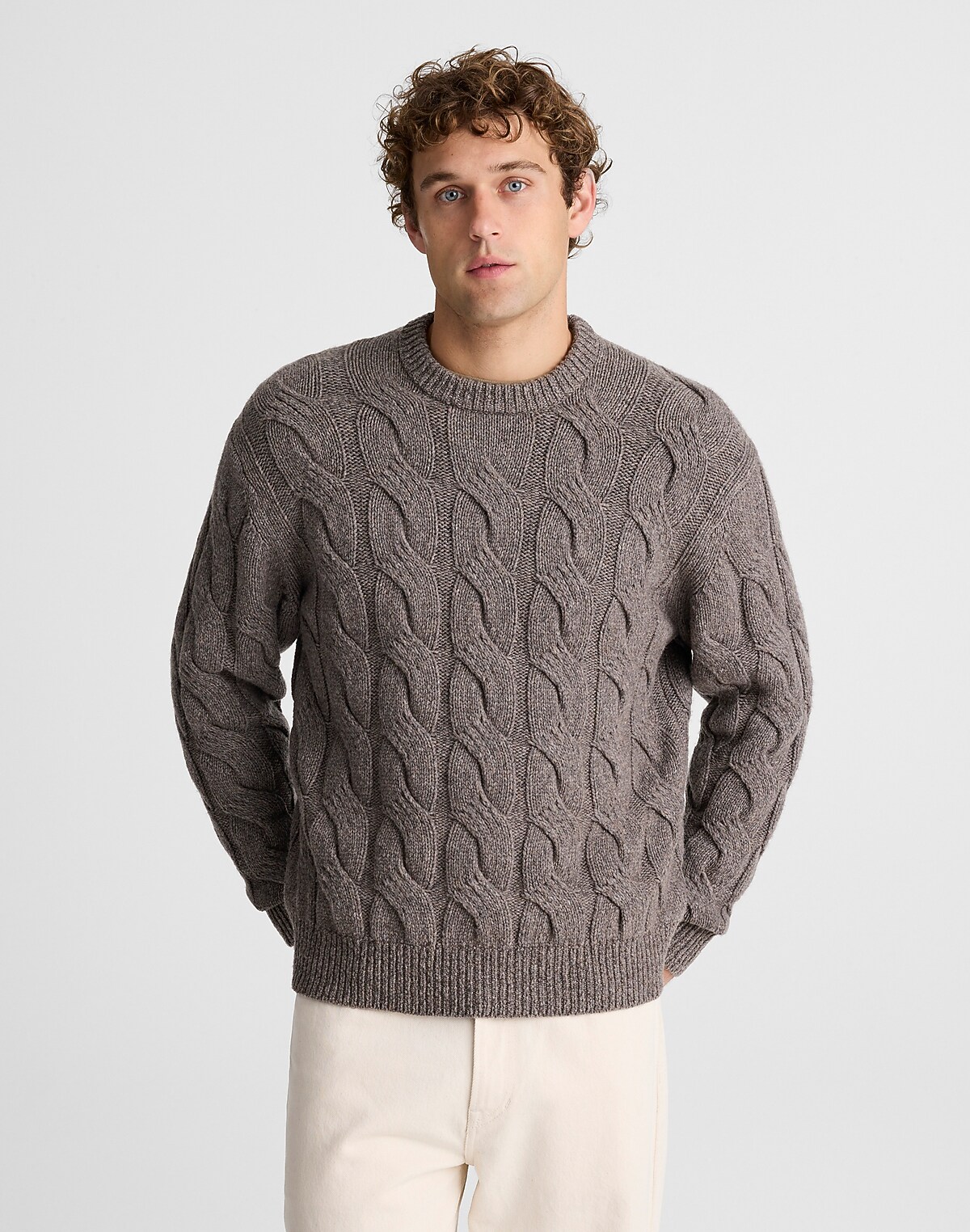 Cable-Knit Crewneck Sweater