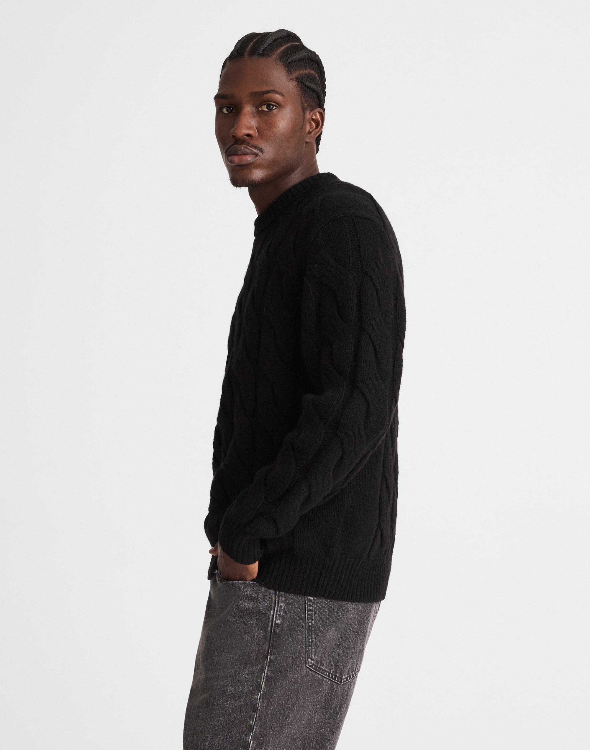 Cable-Knit Crewneck Sweater