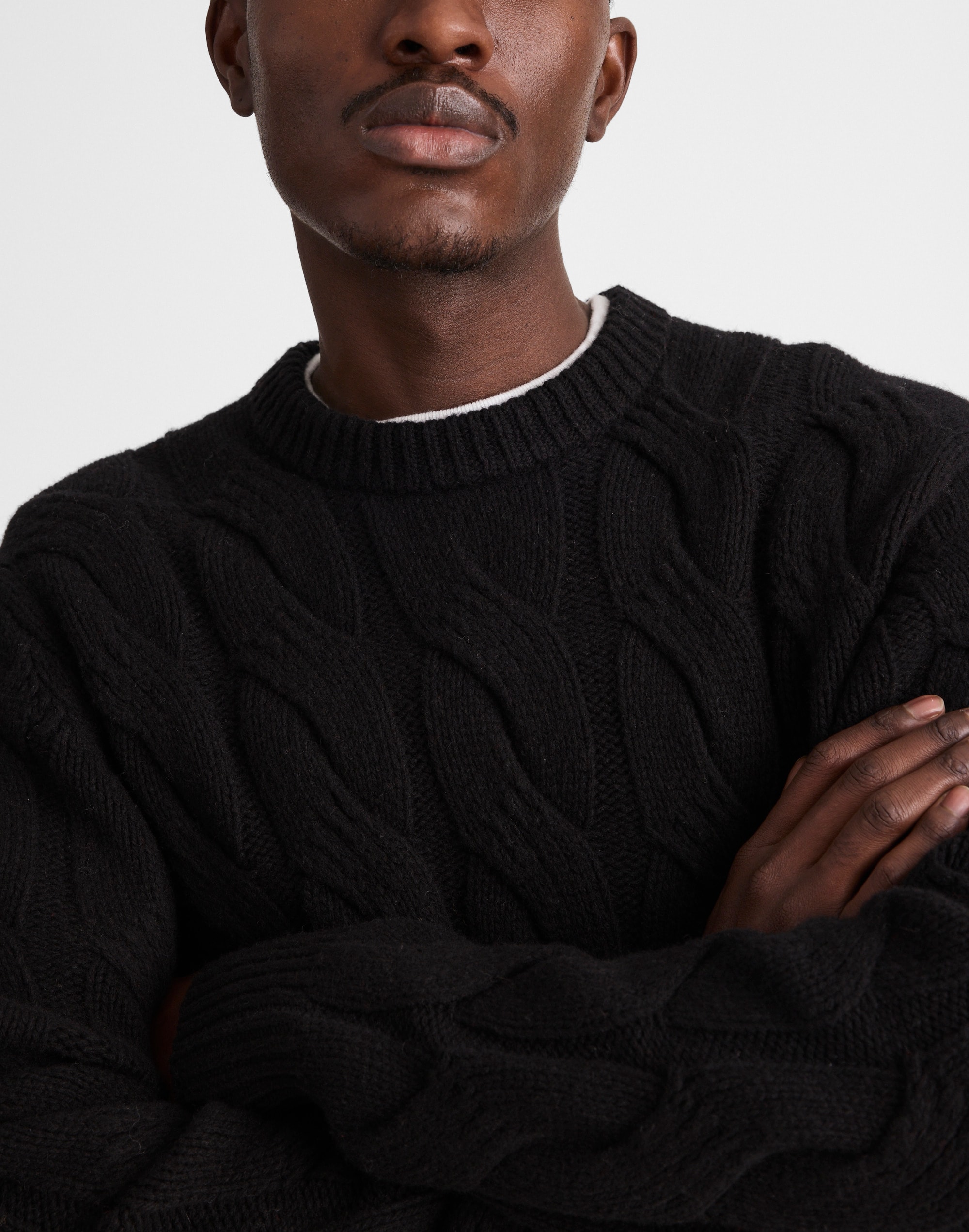 Cable-Knit Crewneck Sweater