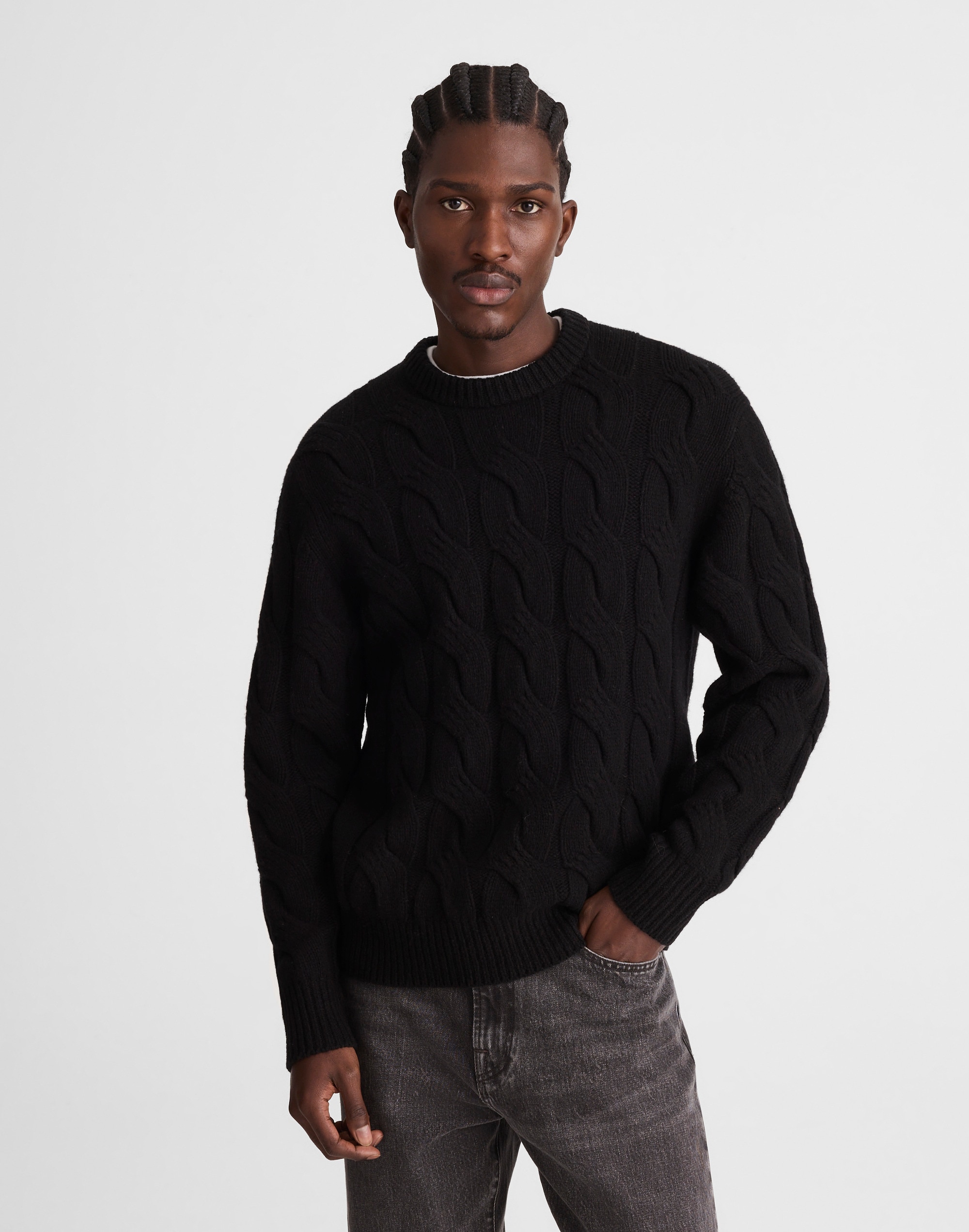 Cable-Knit Crewneck Sweater