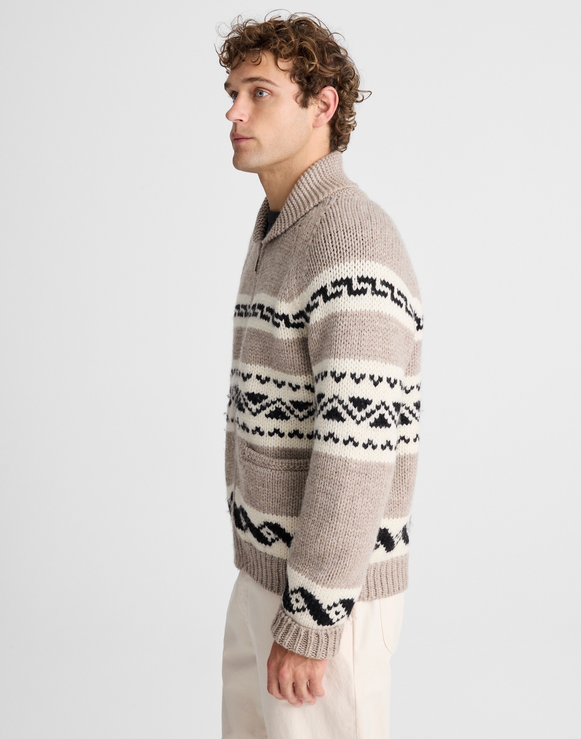 Fair Isle Zip-Front Cardigan Jacket