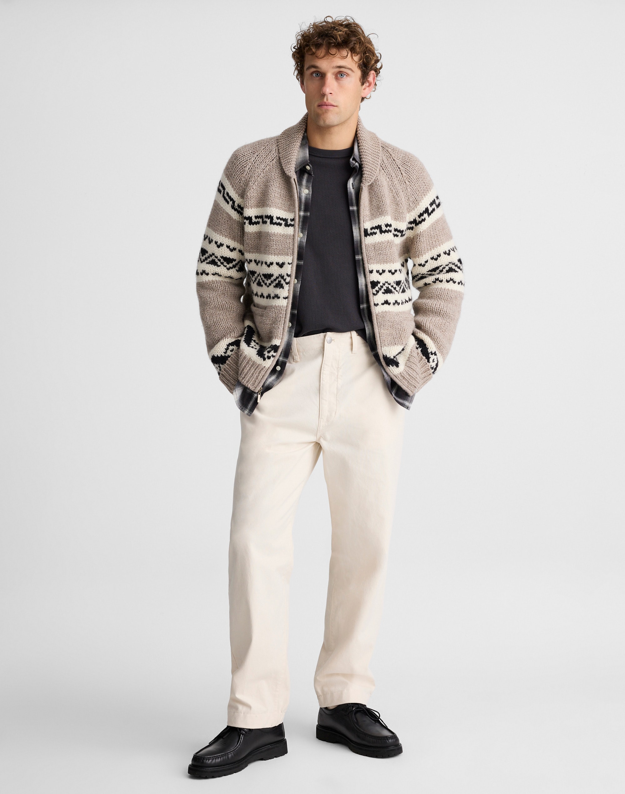 Fair Isle Zip-Front Cardigan Jacket