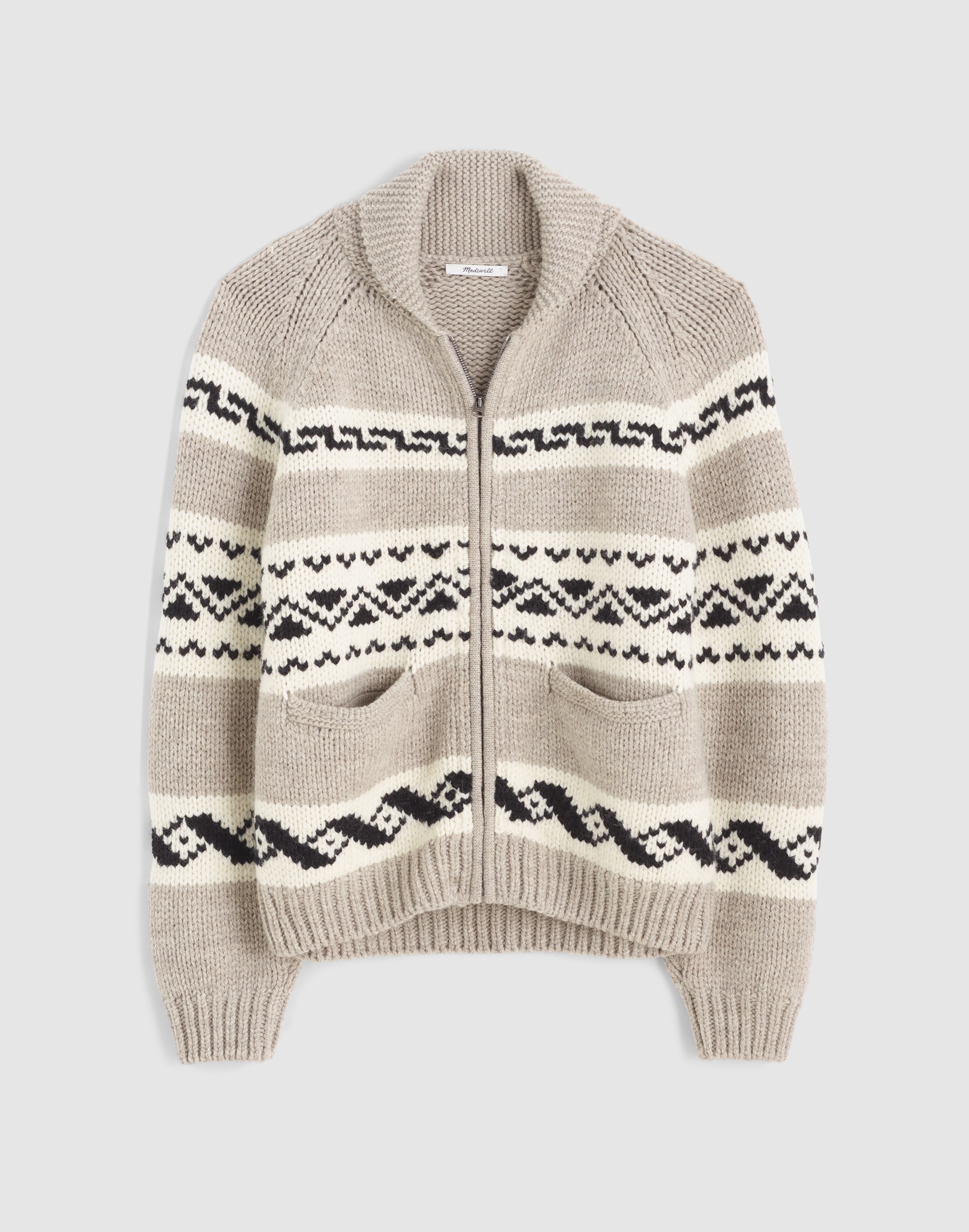 Fair Isle Zip-Front Cardigan Jacket