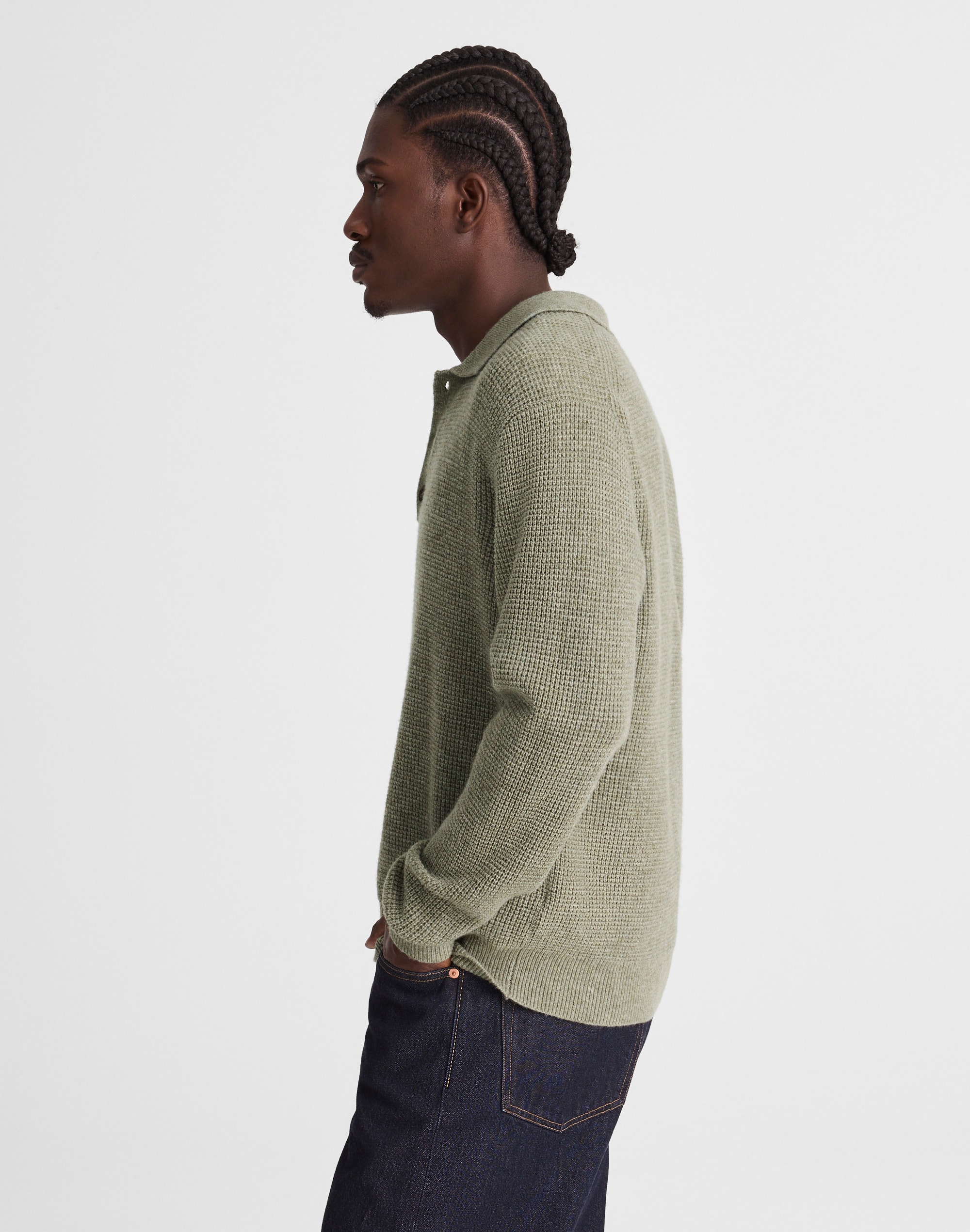 Waffle-Knit Sweater Polo