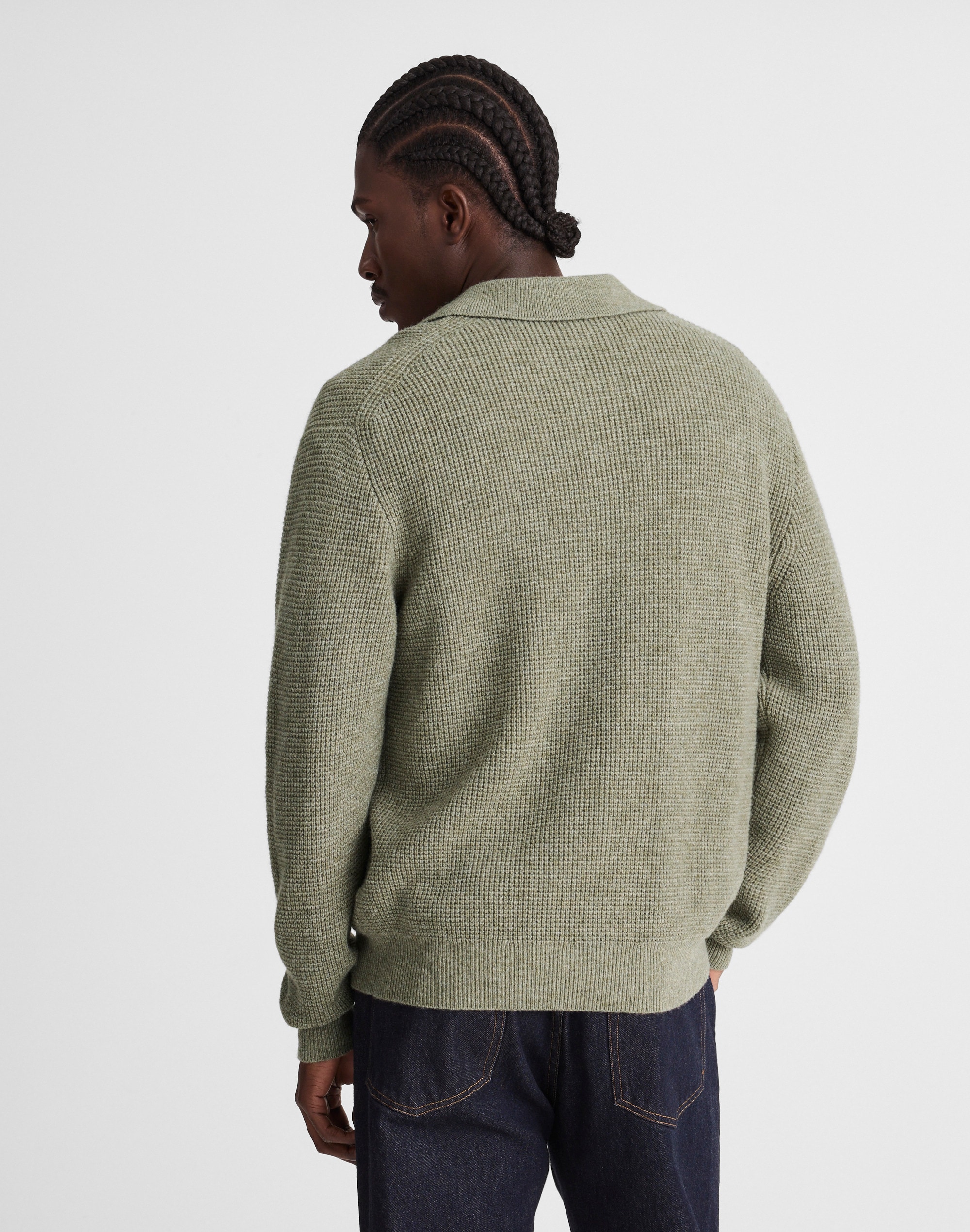 Waffle-Knit Sweater Polo