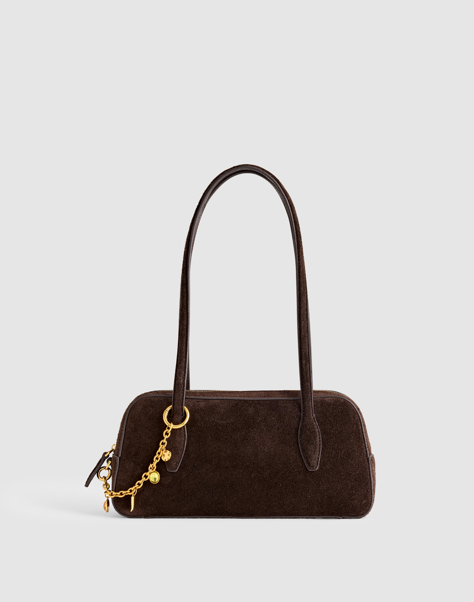 the top-zip mini shoulder bag in suede