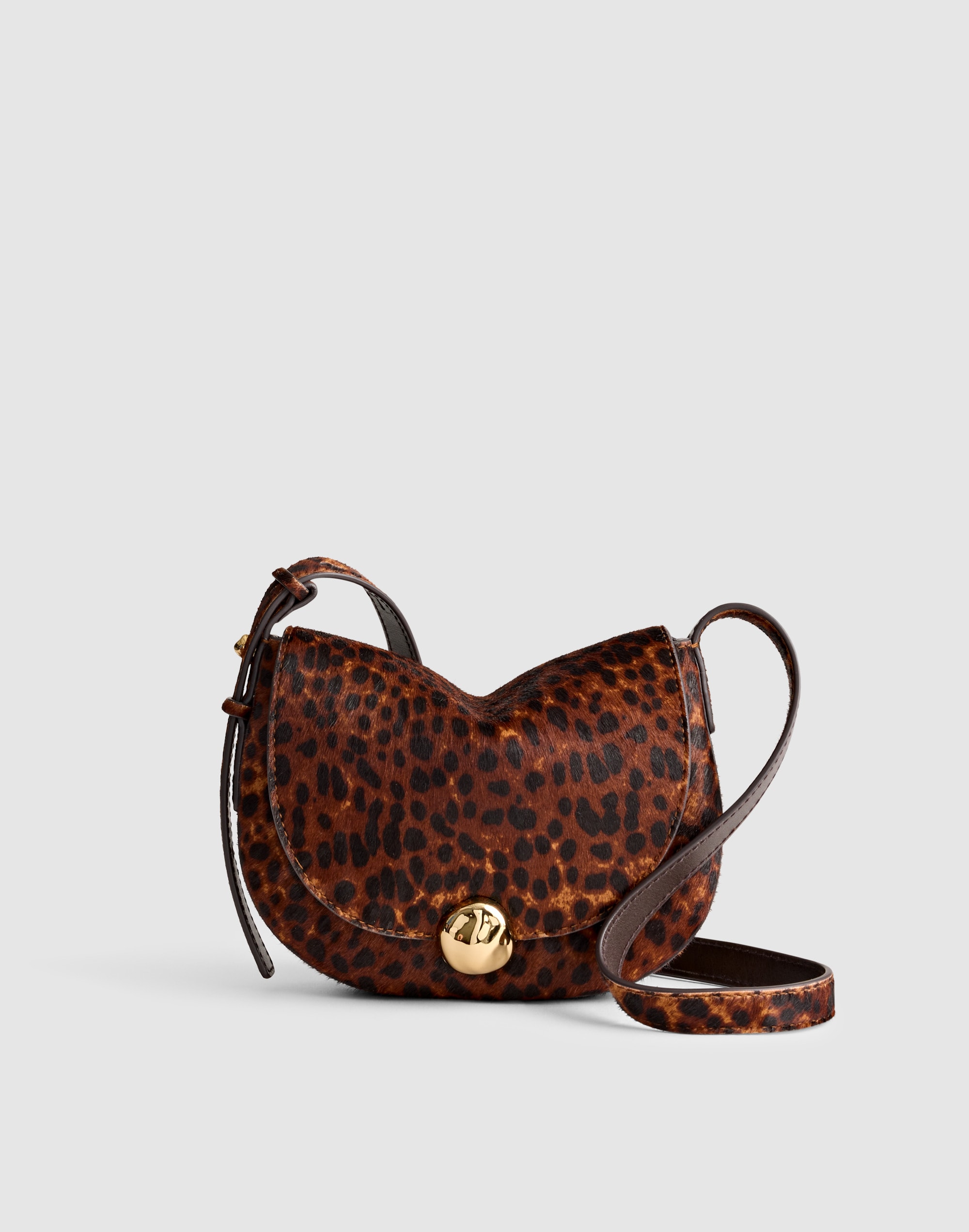 Madewell Dakota Leopard Print Calf Hair Saddle Bag In Animal Print