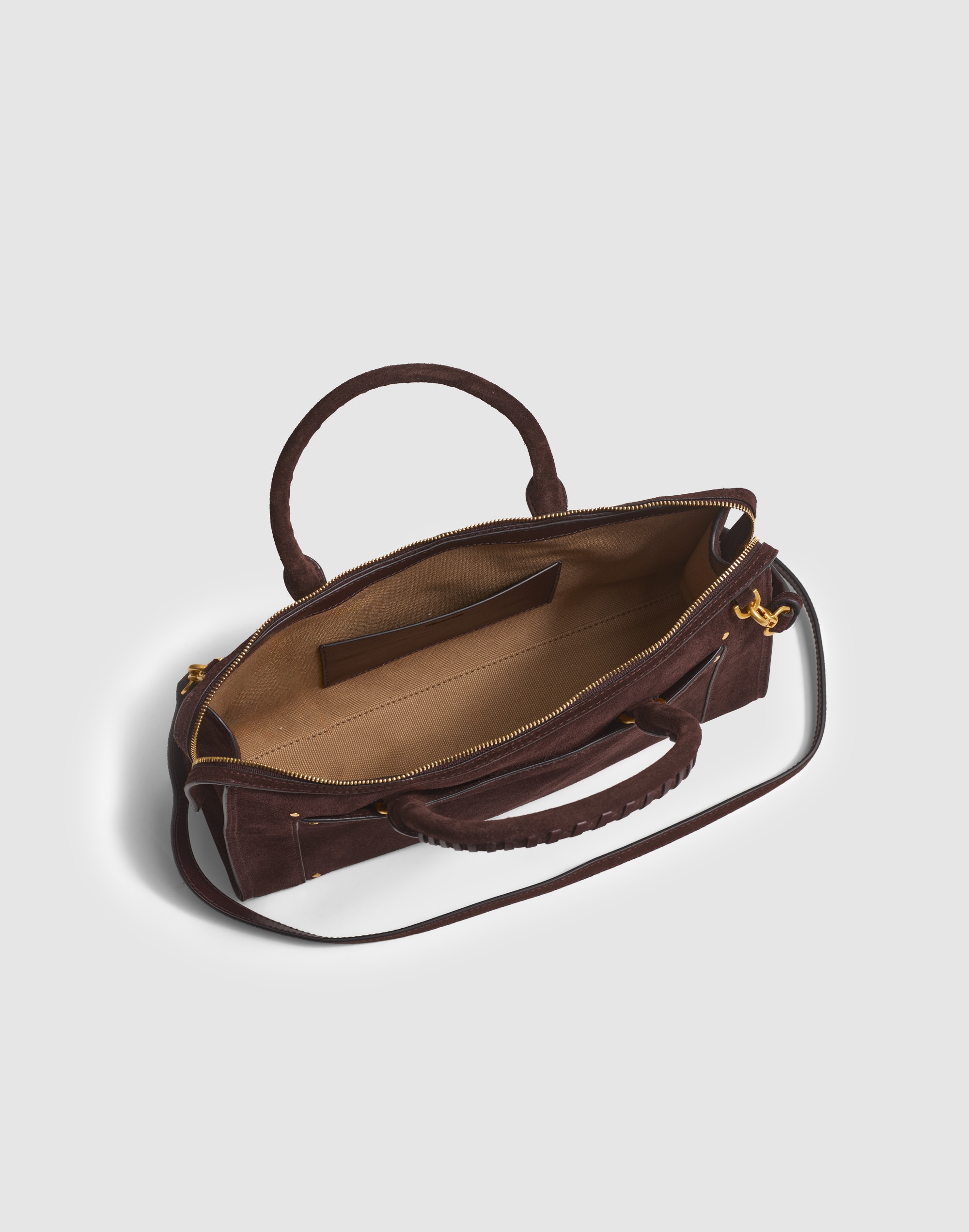 The Whipstitched Satchel in Suede