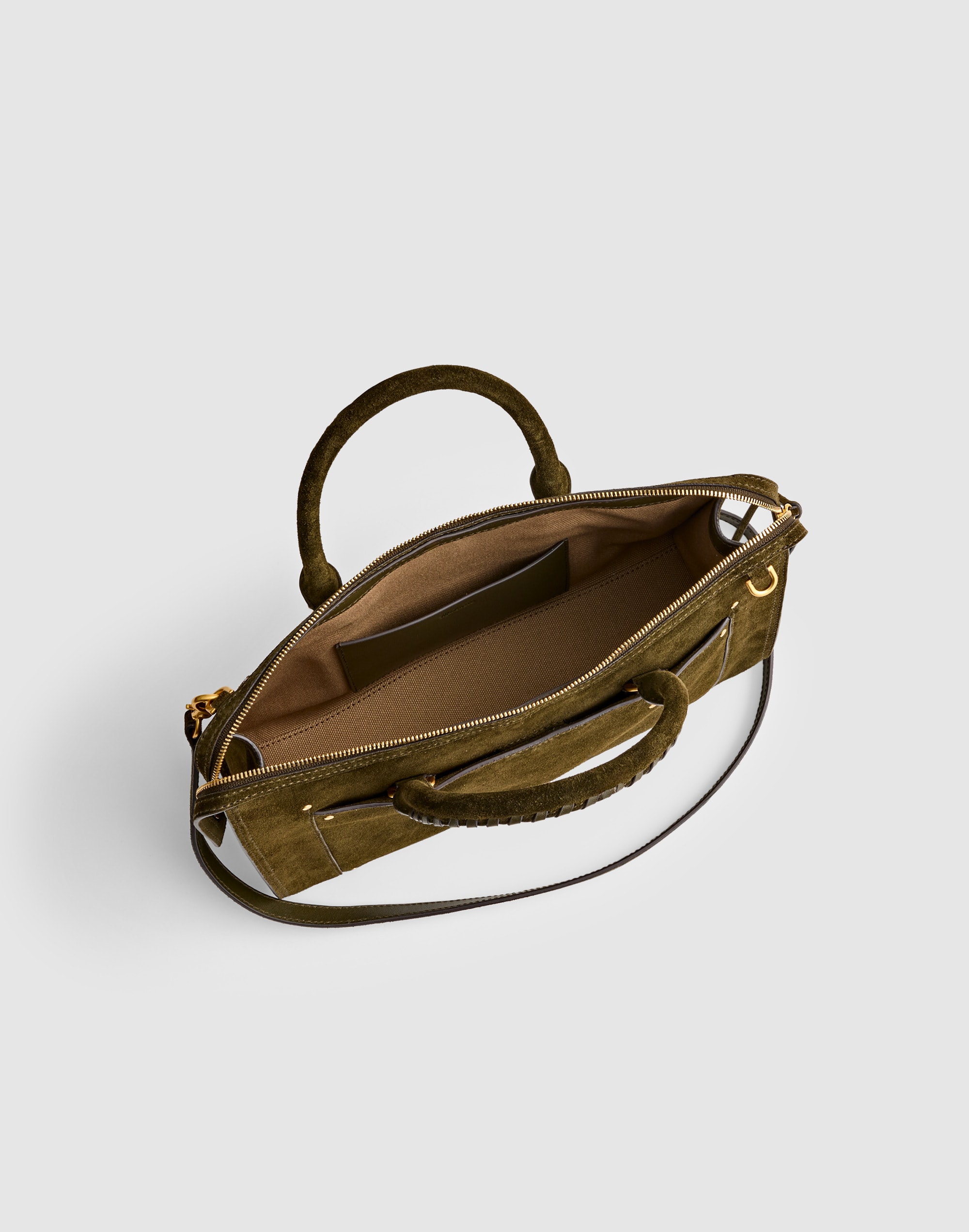 The Whipstitched Satchel in Suede