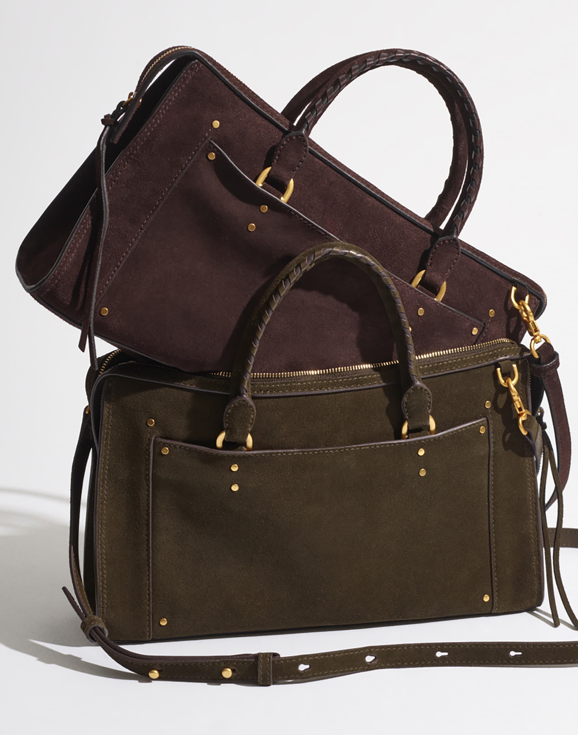 The Whipstitched Satchel in Suede