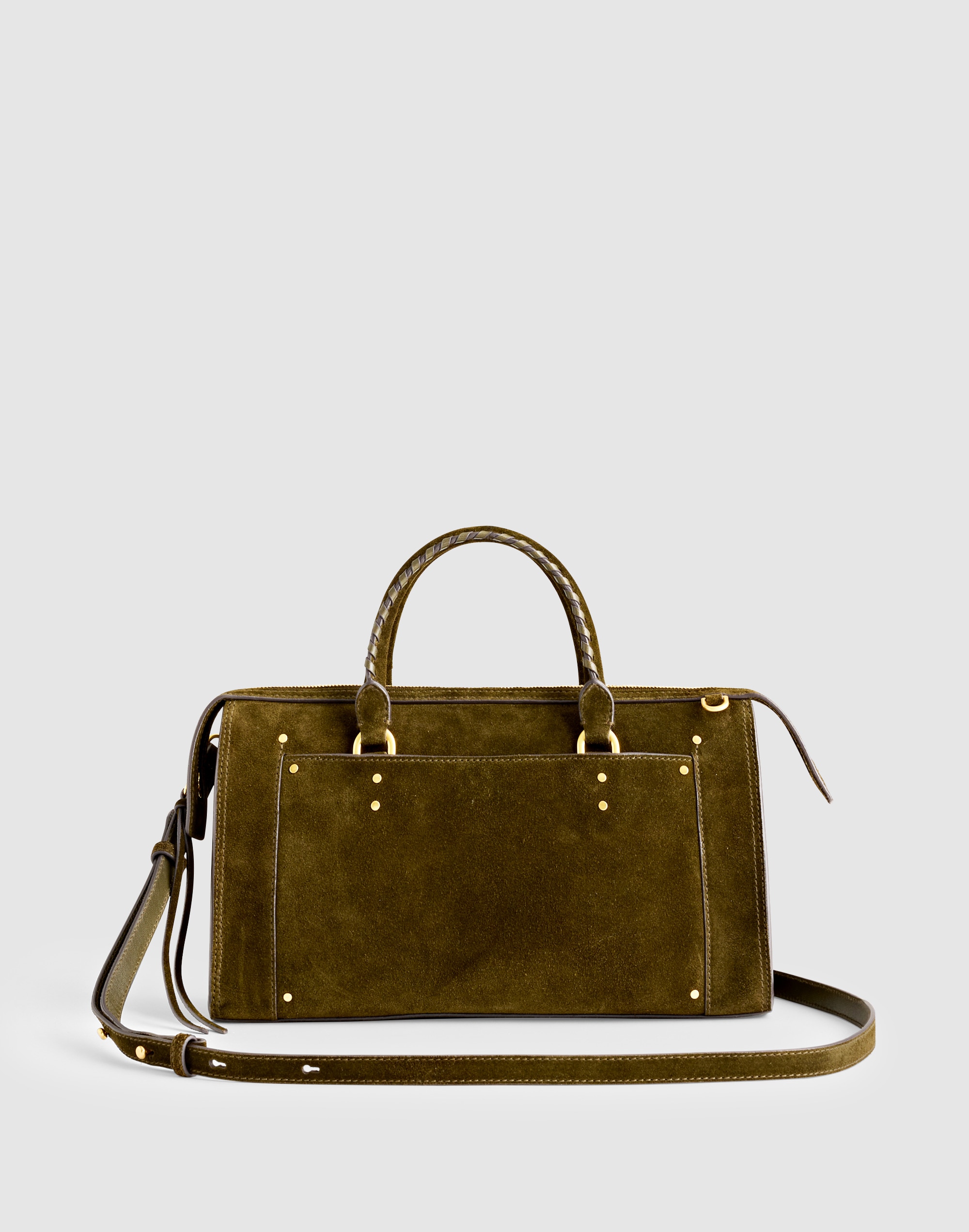The Whipstitched Satchel in Suede