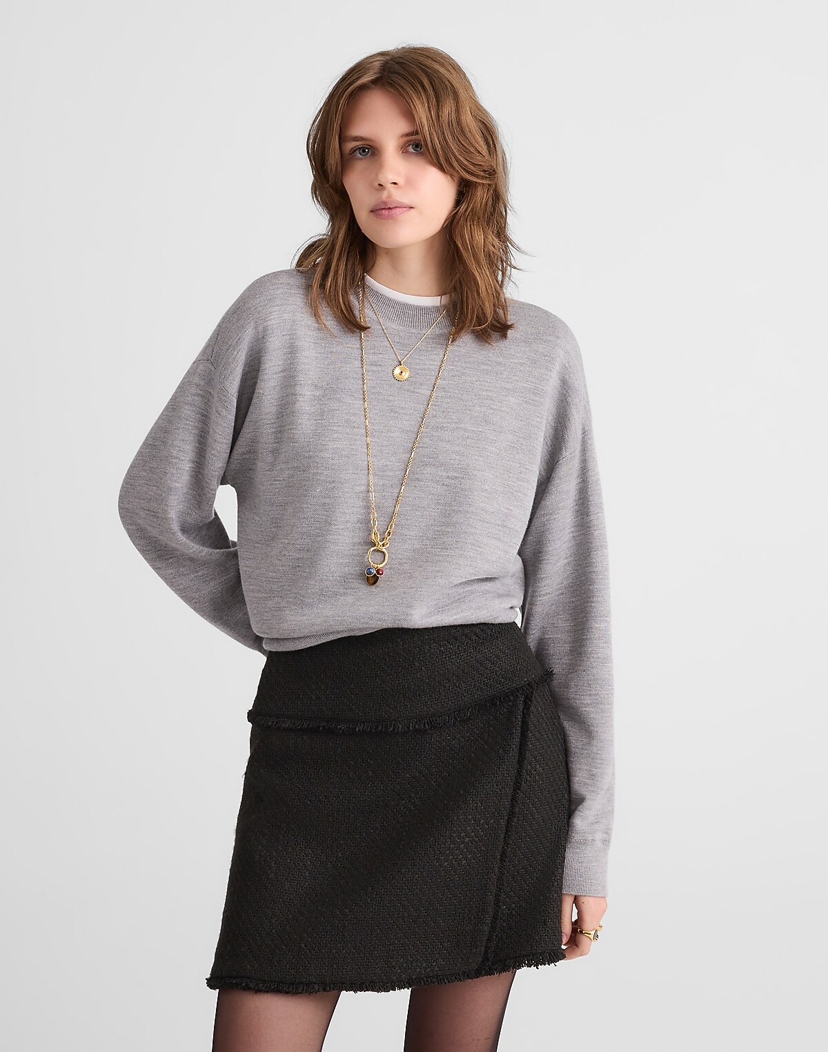 Fringed Overlay Mini Skirt