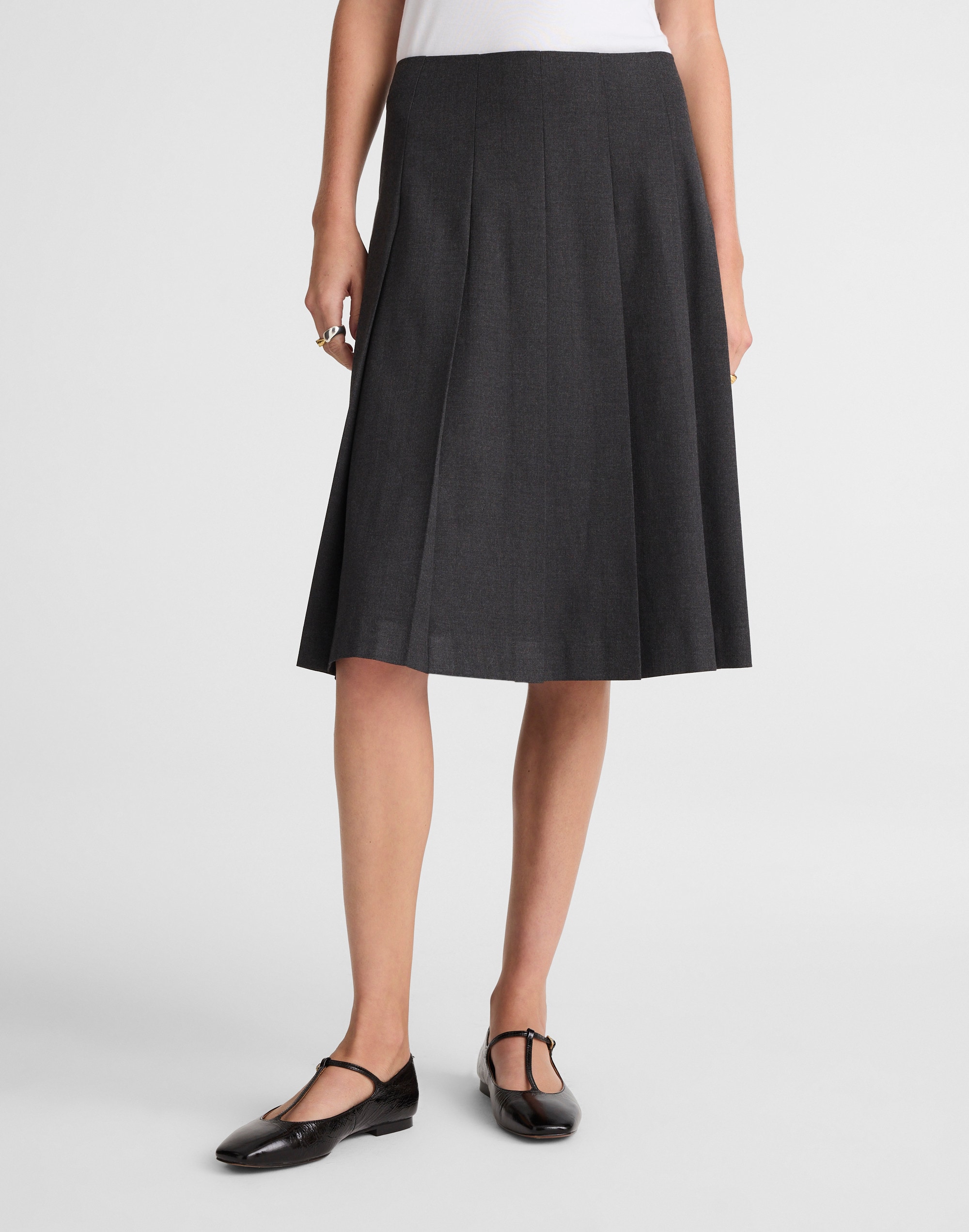 Madewell Pleated Midi Skirt In Gray