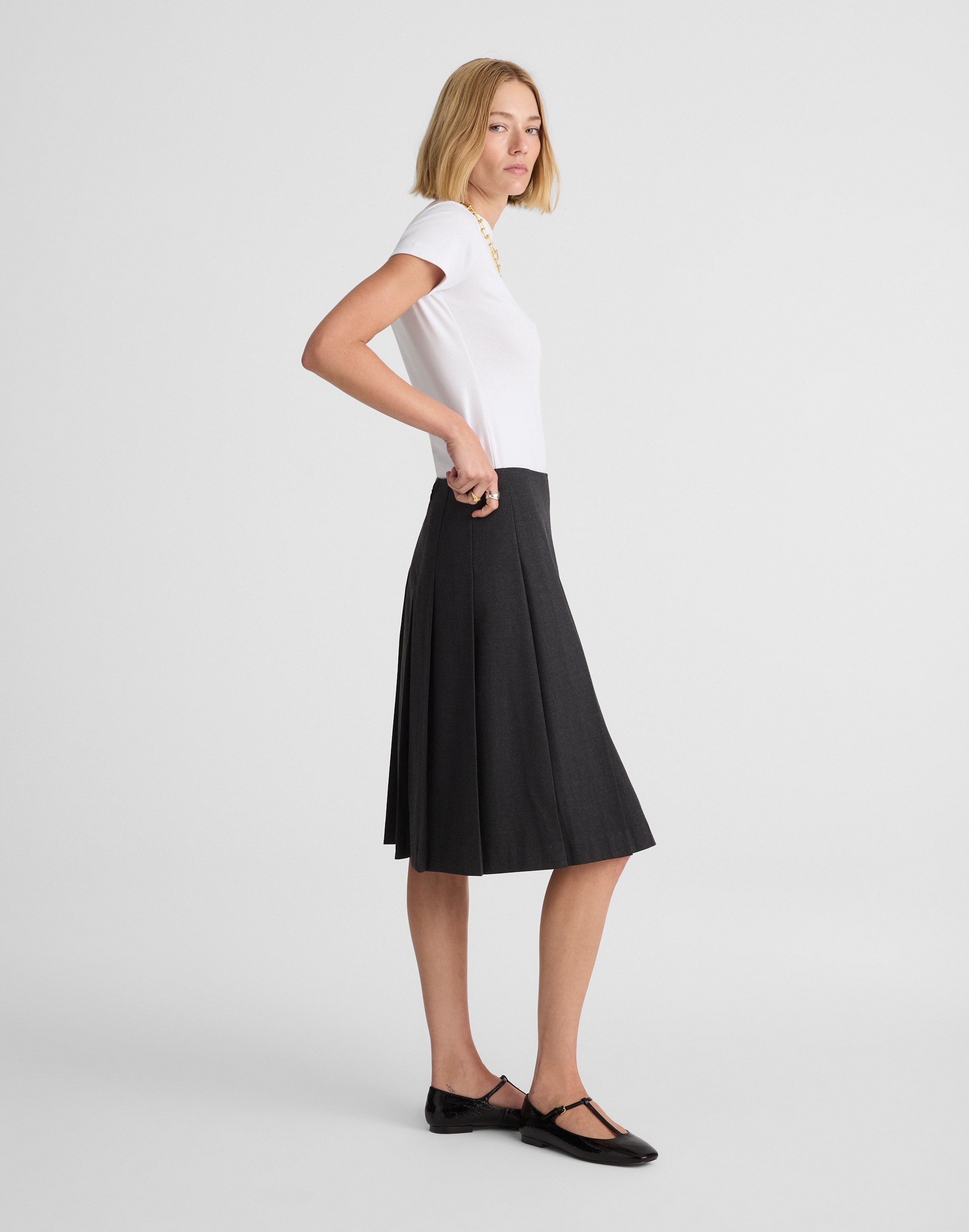 Pleated Midi Skirt