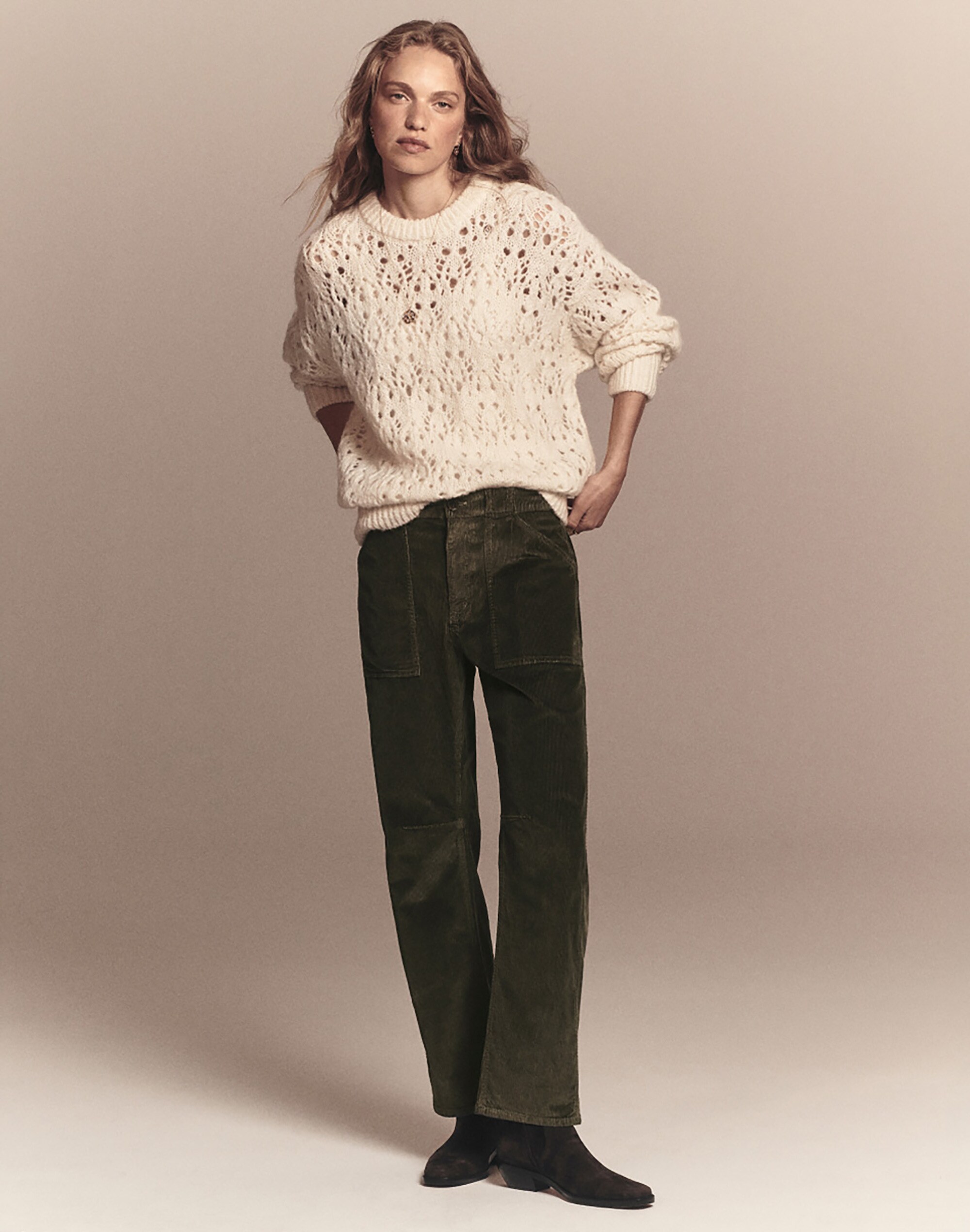 The Darted Barrel-Leg Utility Pant in Corduroy