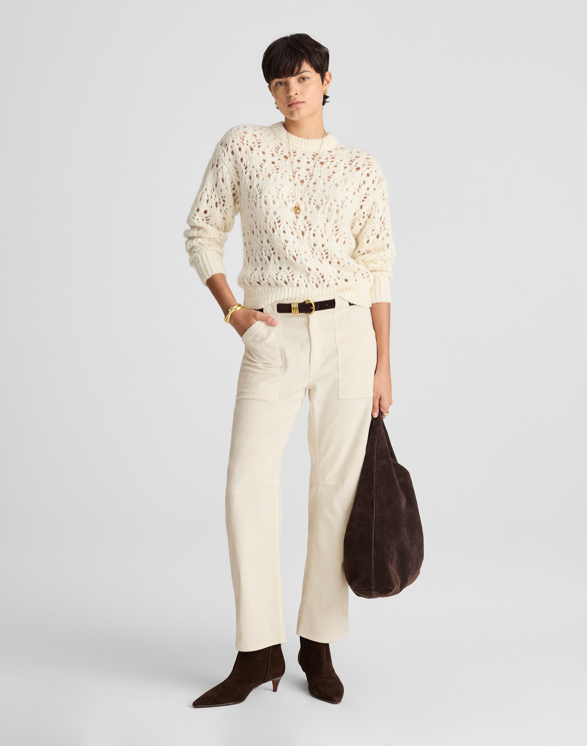 the darted barrel-leg utility pant in corduroy